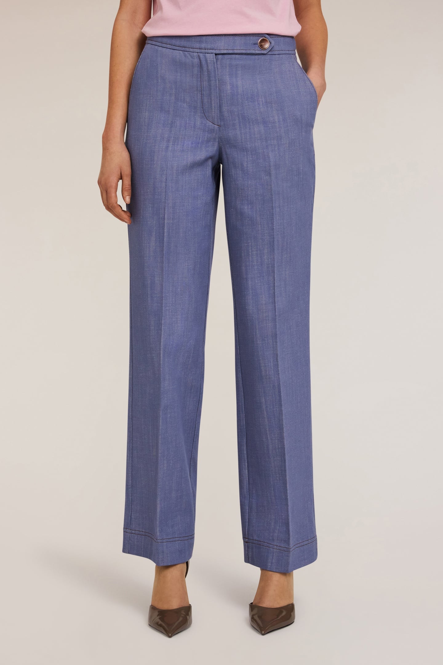 COTTON CANVAS WIDE TROUSERS LIGHT BLUE 1