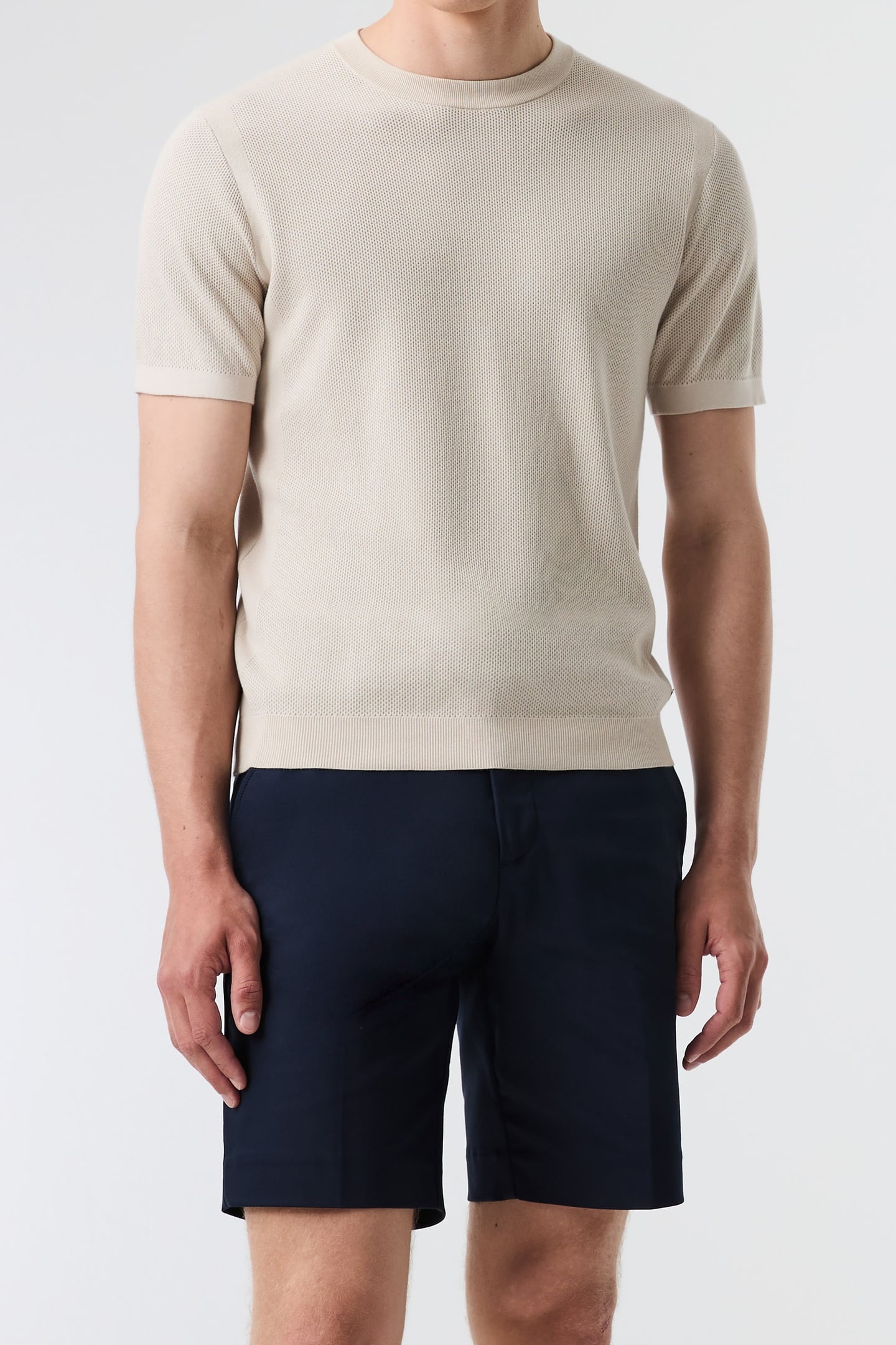 FAWEN V1.Y9.01 FLAT-KNIT-SHIRT STONE/CLOUD GREY 1