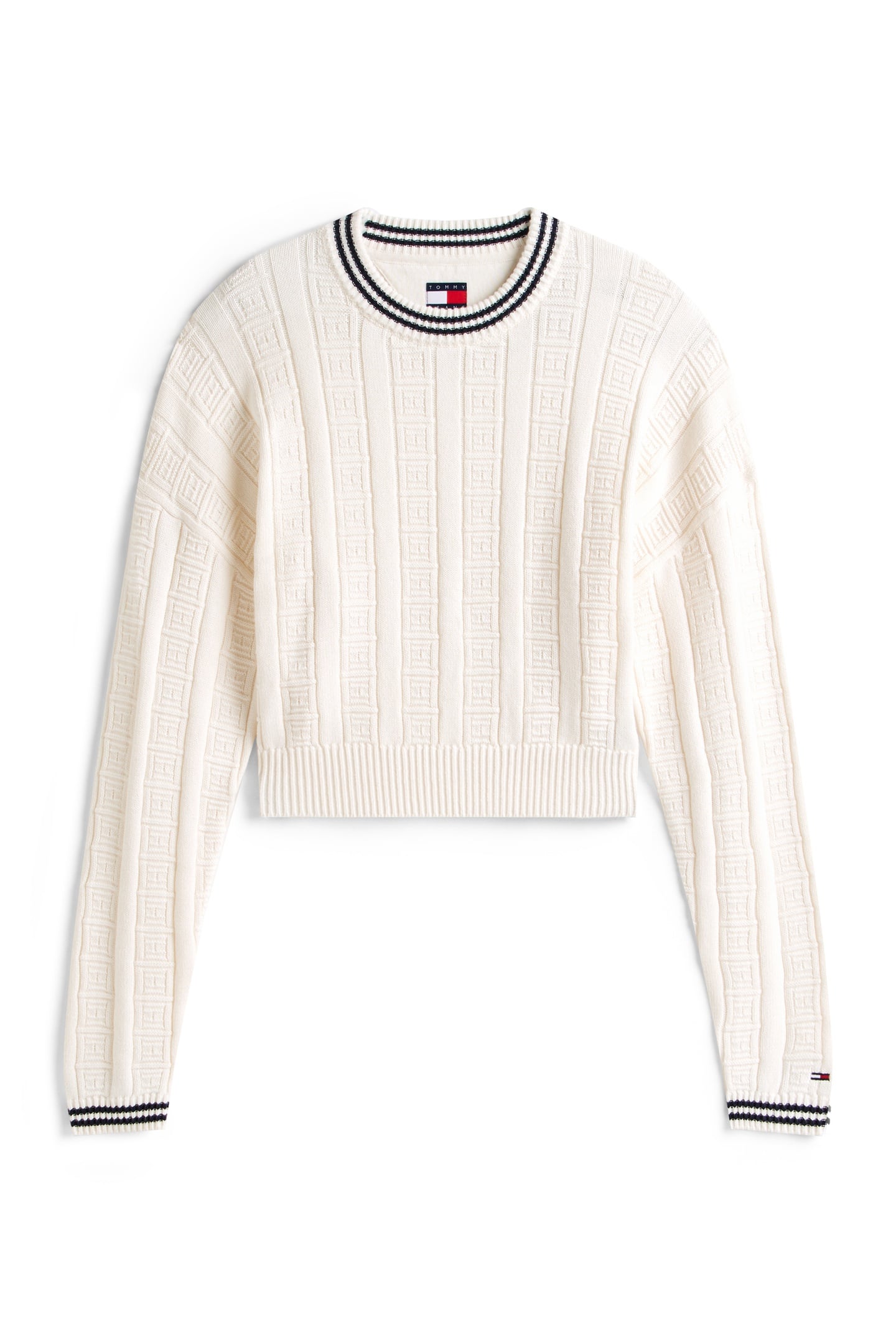 BOXY FLAG CABLE SWEATER ANCIENT WHITE 4