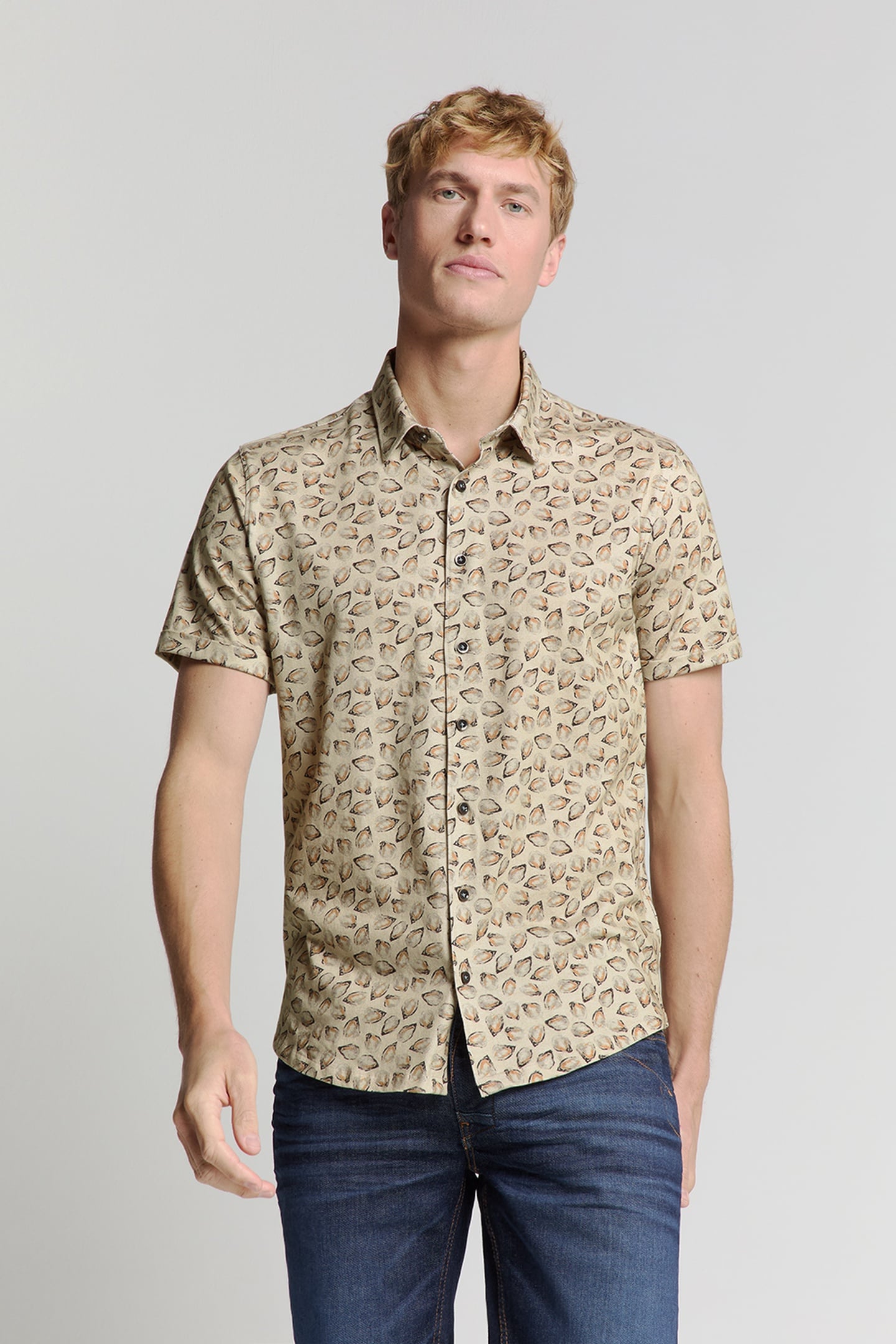 SHIRT SHORT SLEEVE JERSEY ALLOVER PRINTED SAND 2