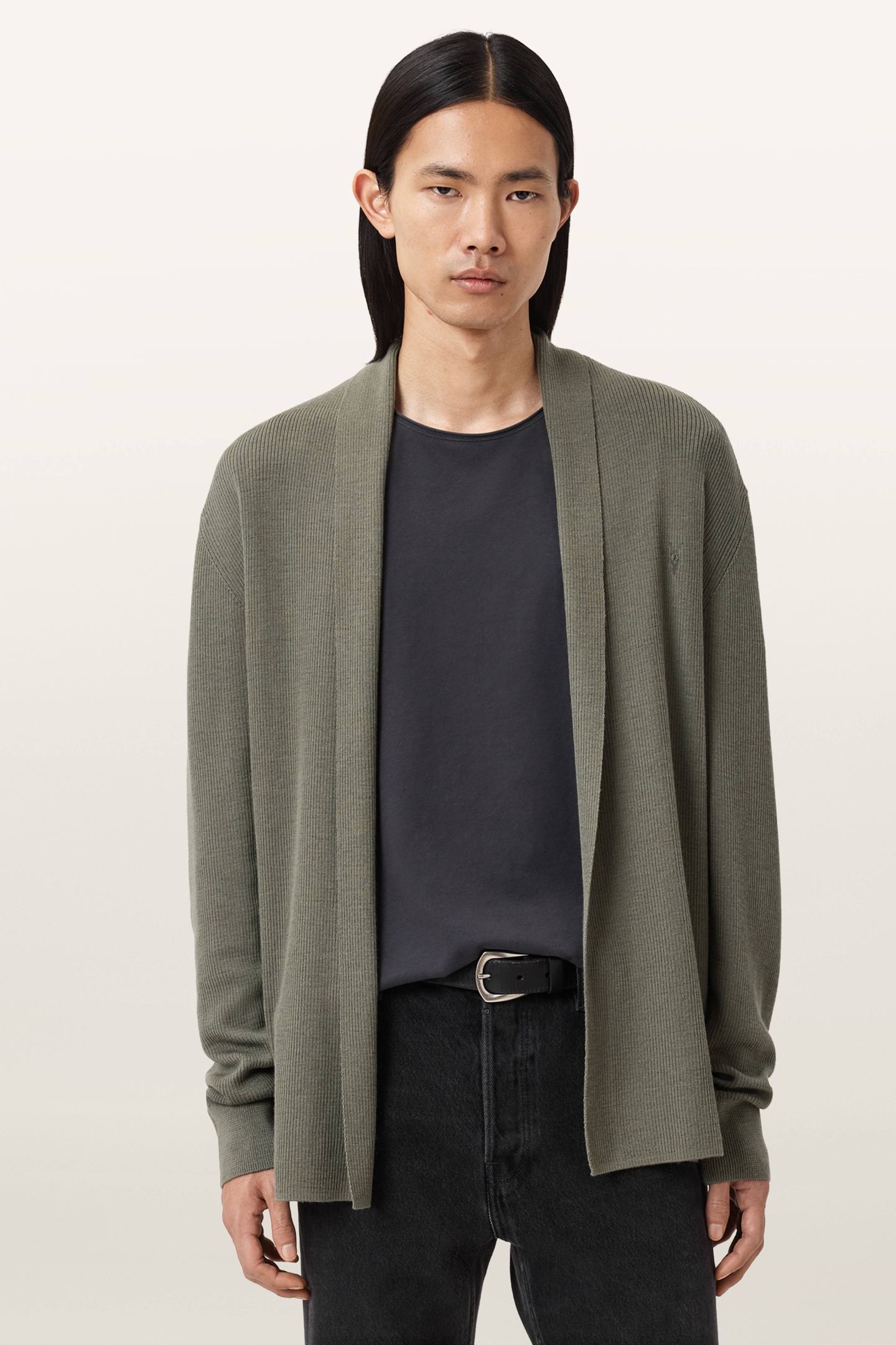 MODE MERINO OPEN CAR DUSKY GREEN 1