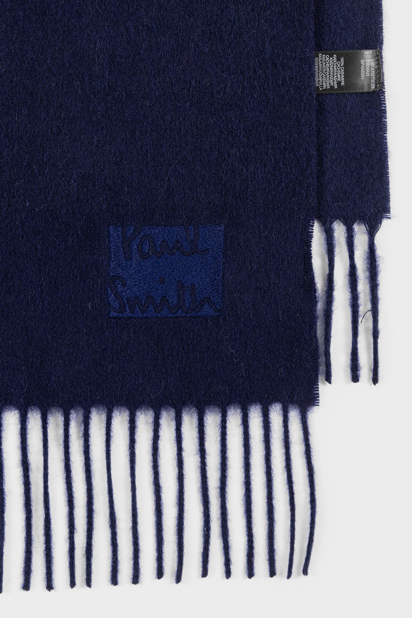 SCARF CASHMERE LOGO NAVY 8