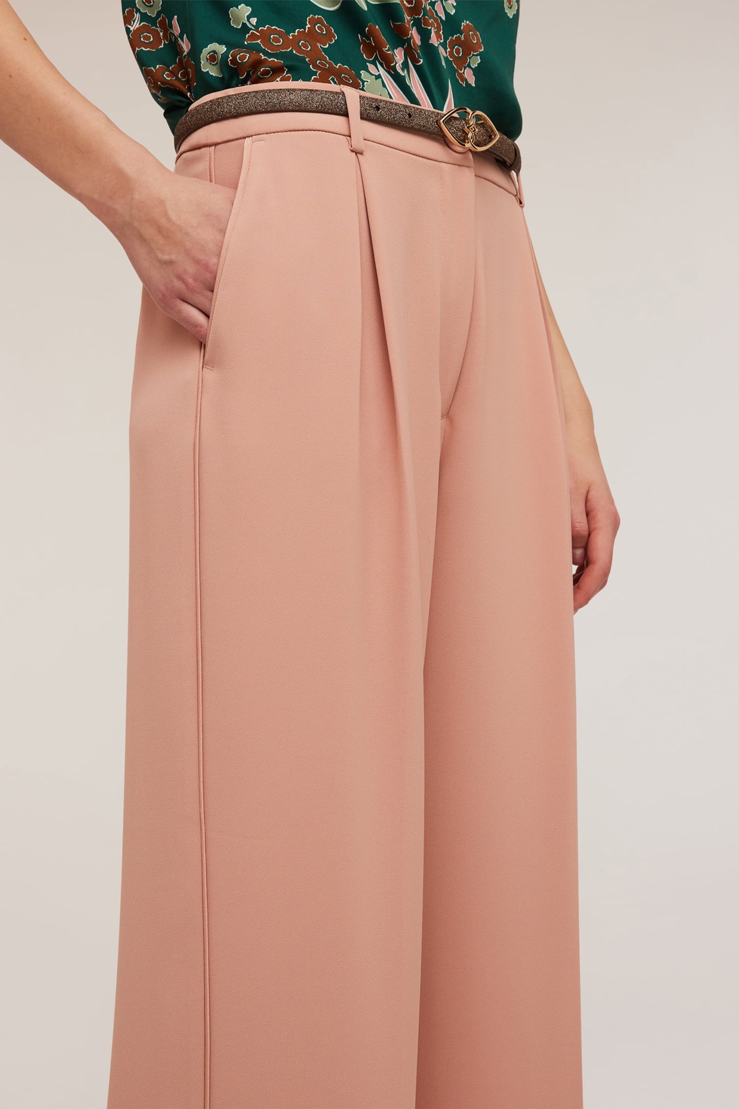 SATIN PALAZZO TROUSERS WITH SIDE PIPING PINK 4