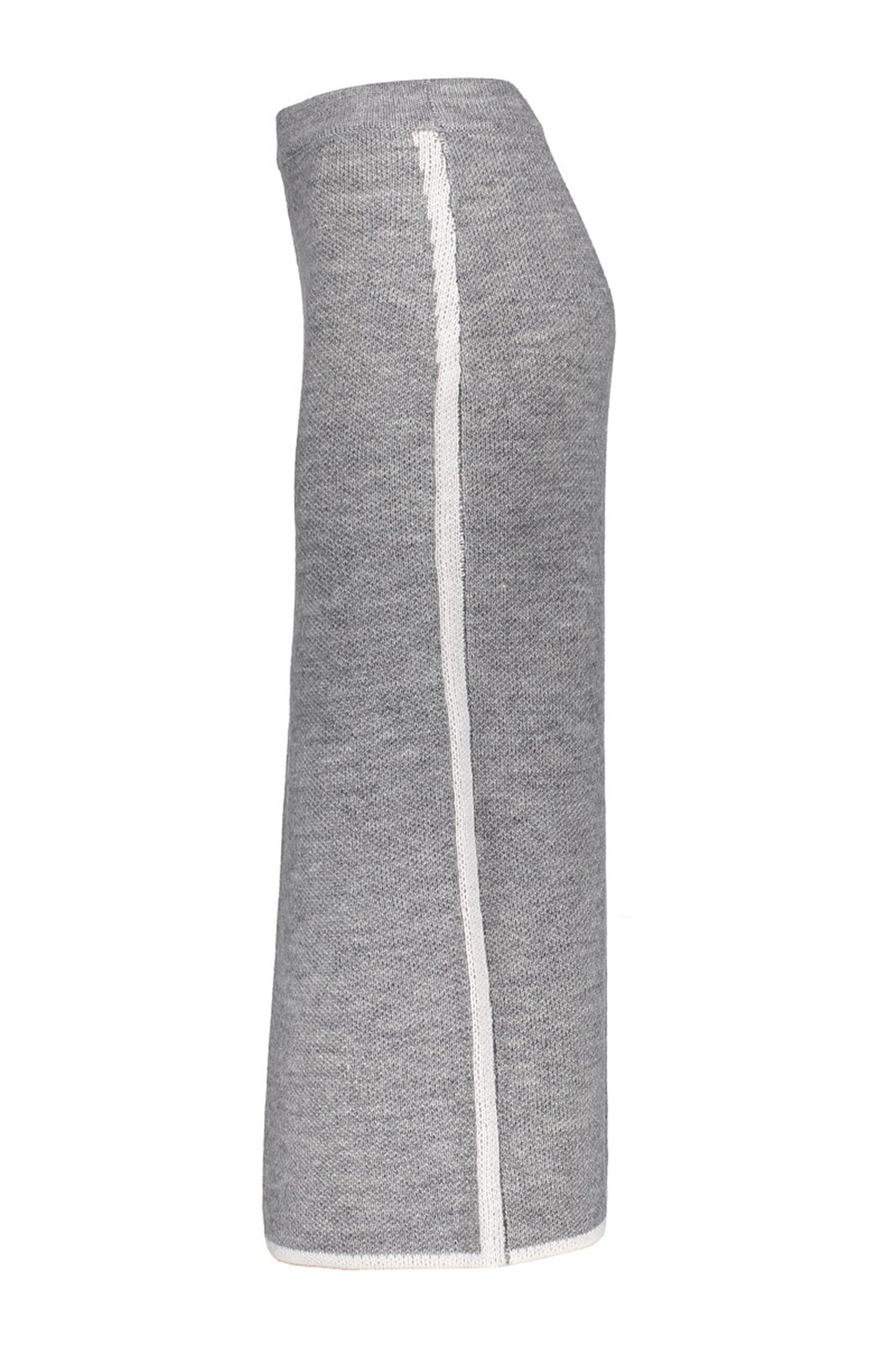 SKIRT KNIT CONTRAST HEM GREY MELANGE/OFF-WHITE 3