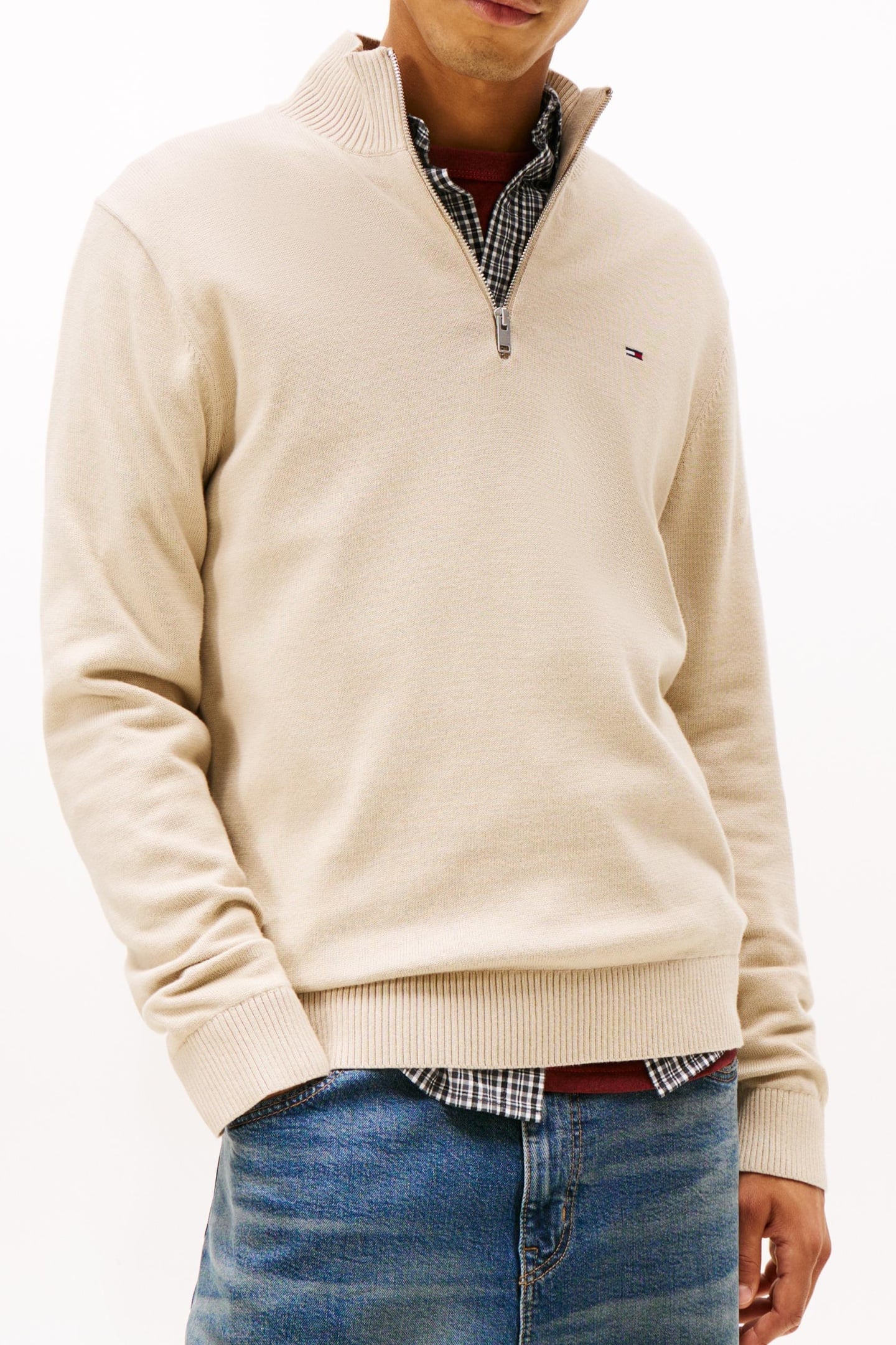 FLAG QUARTER-ZIP SWEATER GULF SAND 1