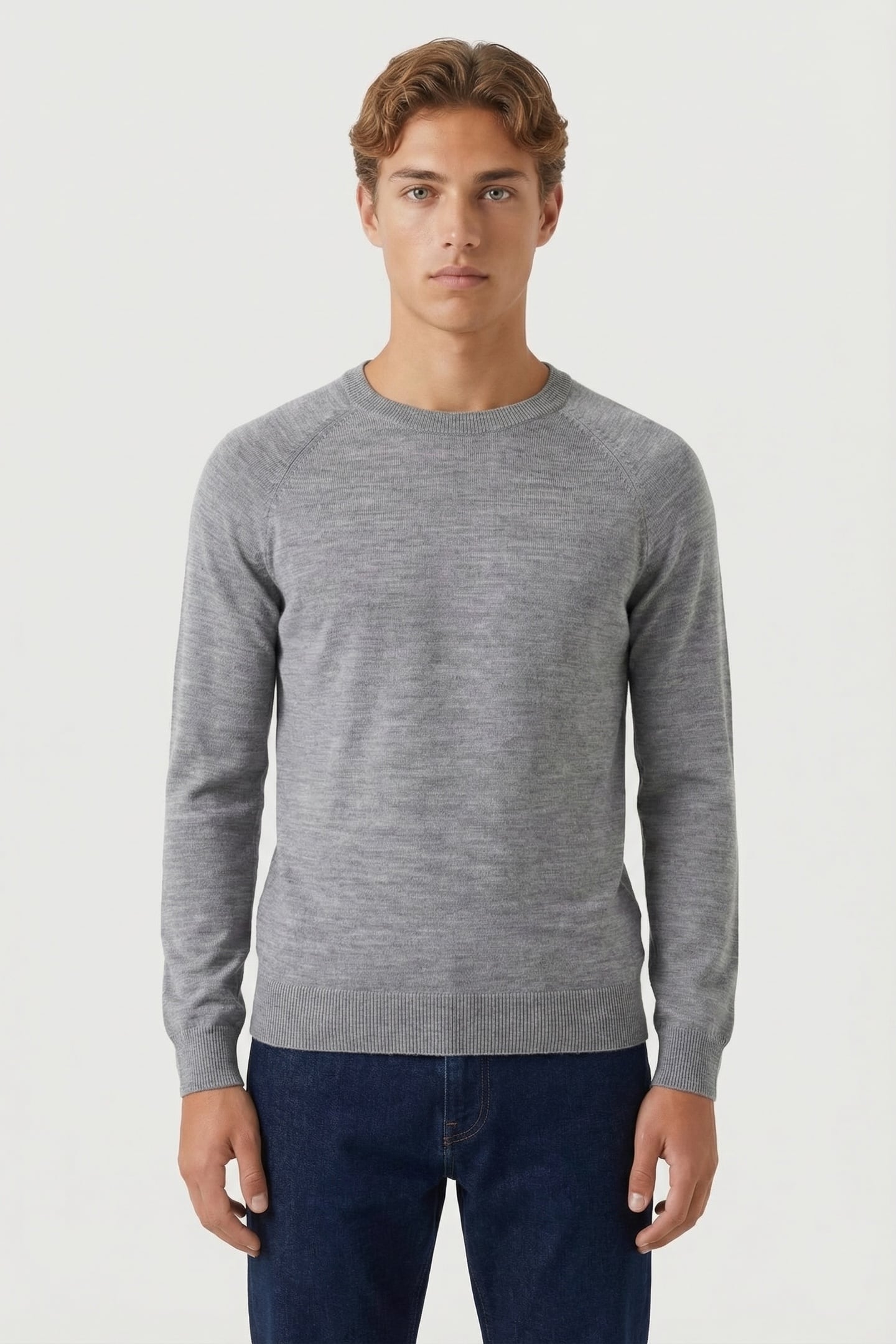 CREW NECK RAGLAN KNITS GREY HEATHER MELANGE 1