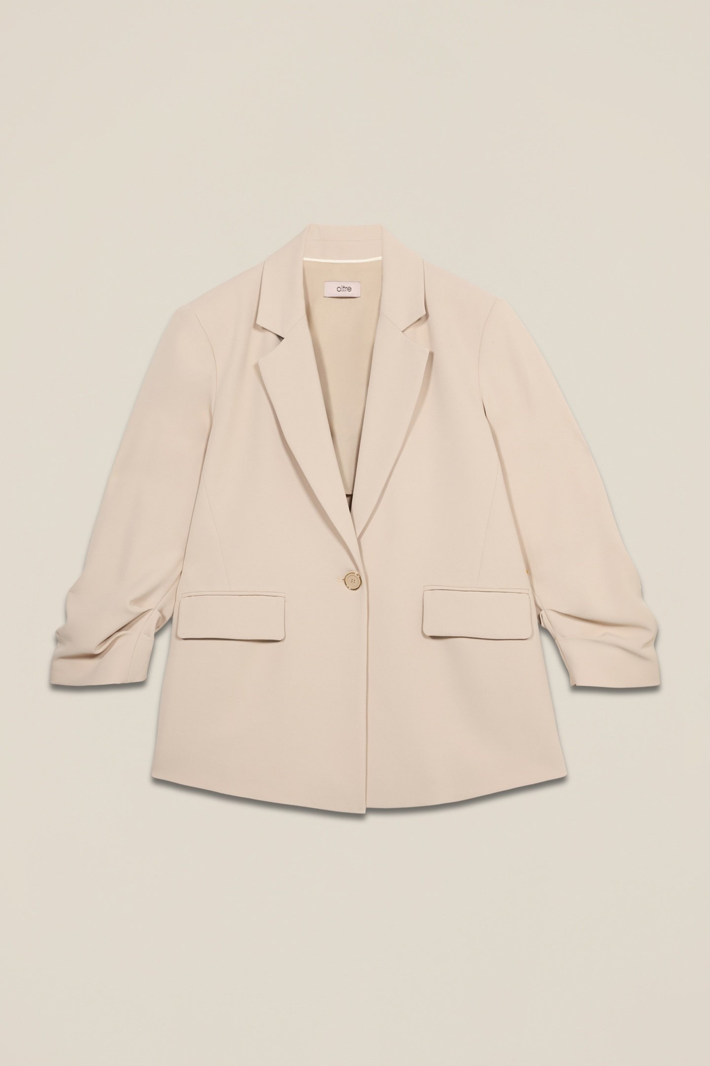 SINGLE-BREASTED BLAZER IN FLUID FABRIC BEIGE 4