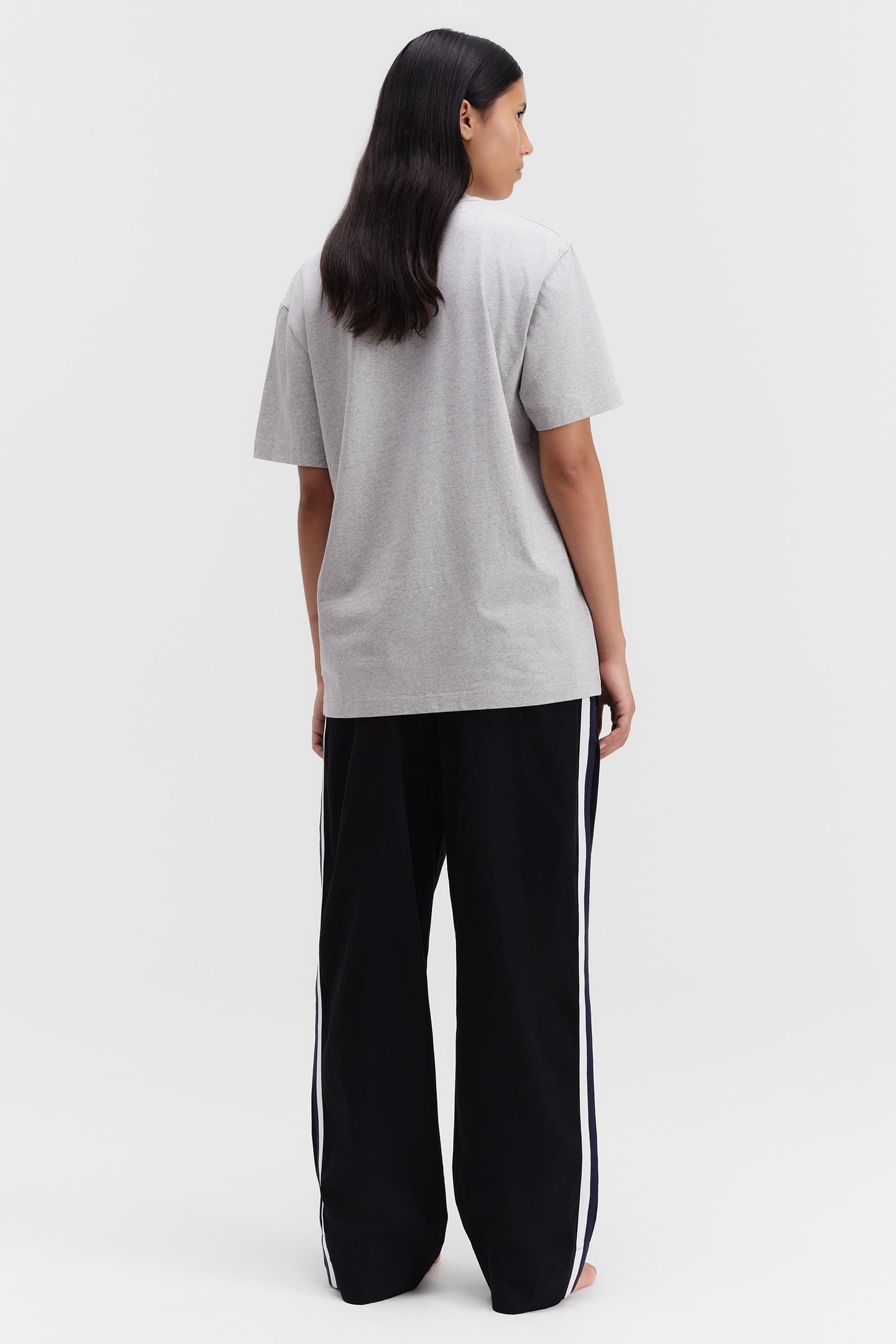 UNISEX POPLIN, PYJAMAS PANTS GROSGRAIN SIDE STRIPE ALL BLACK 4