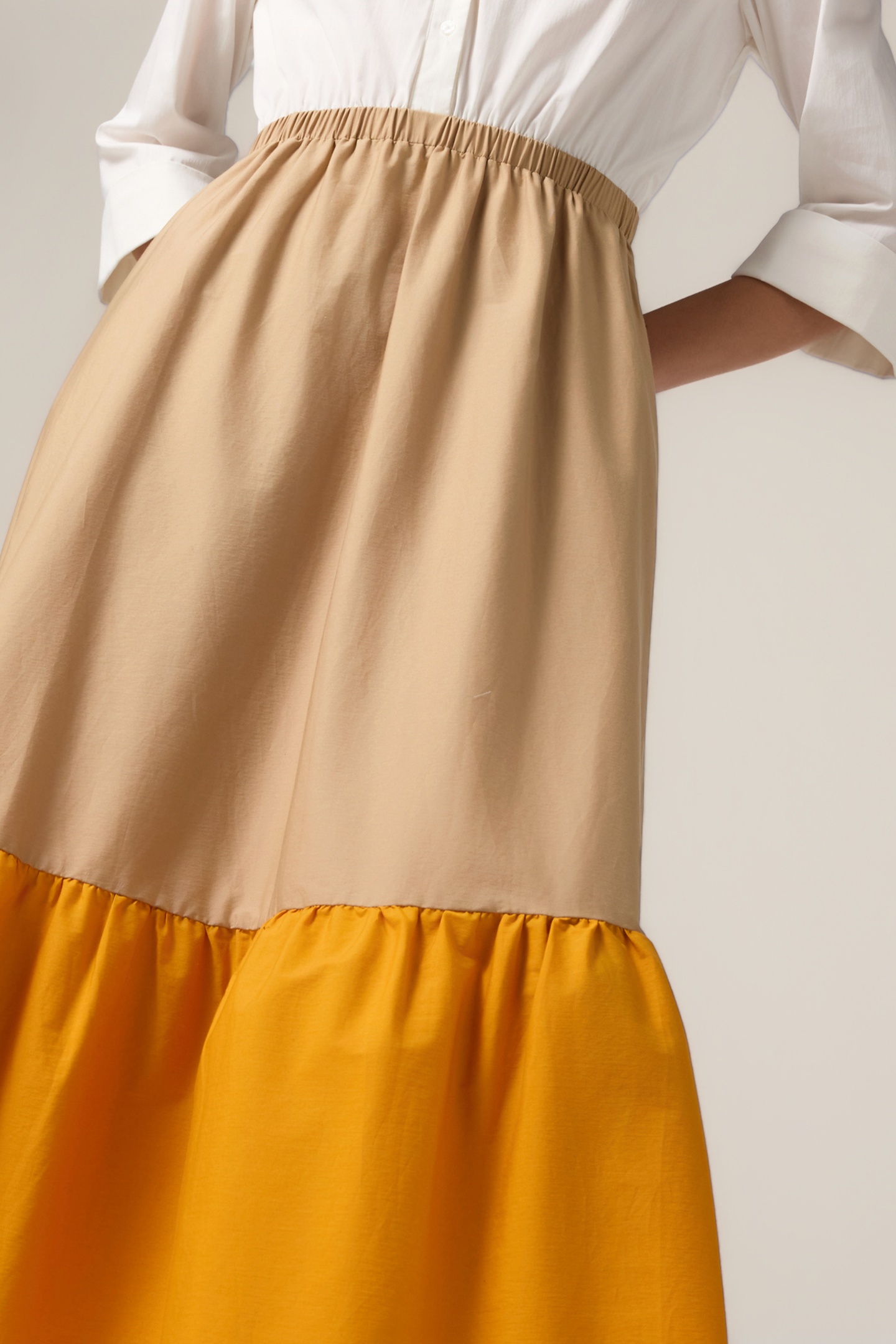 LONG COLOR BLOCK DRESS ORANGE 4