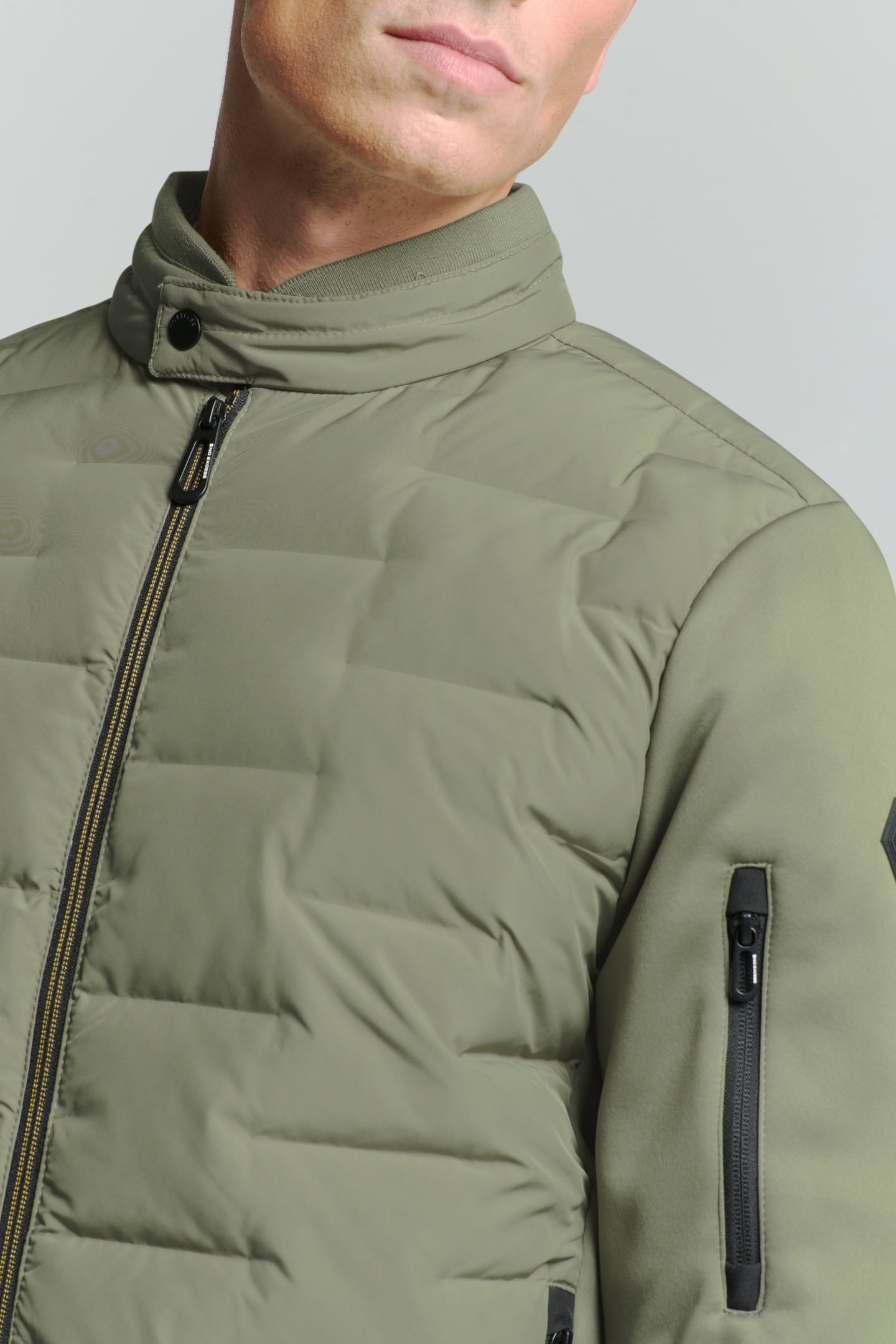 JACKET SHORT FIT SEALED KNITTED MIX LIGHT ARMY 6