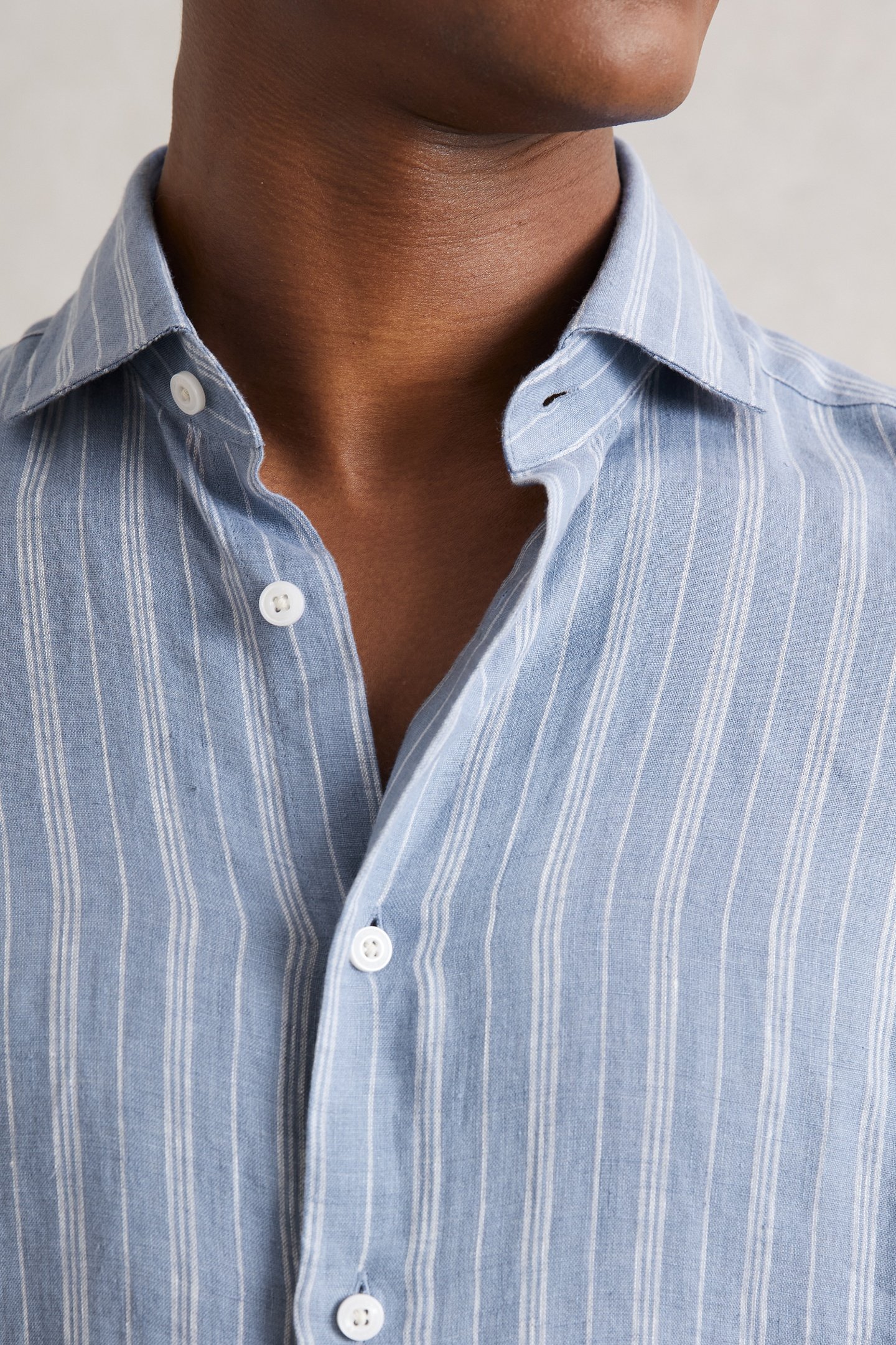 LS LINEN SHIRT AIRFORCE BLUE/WHITE 5