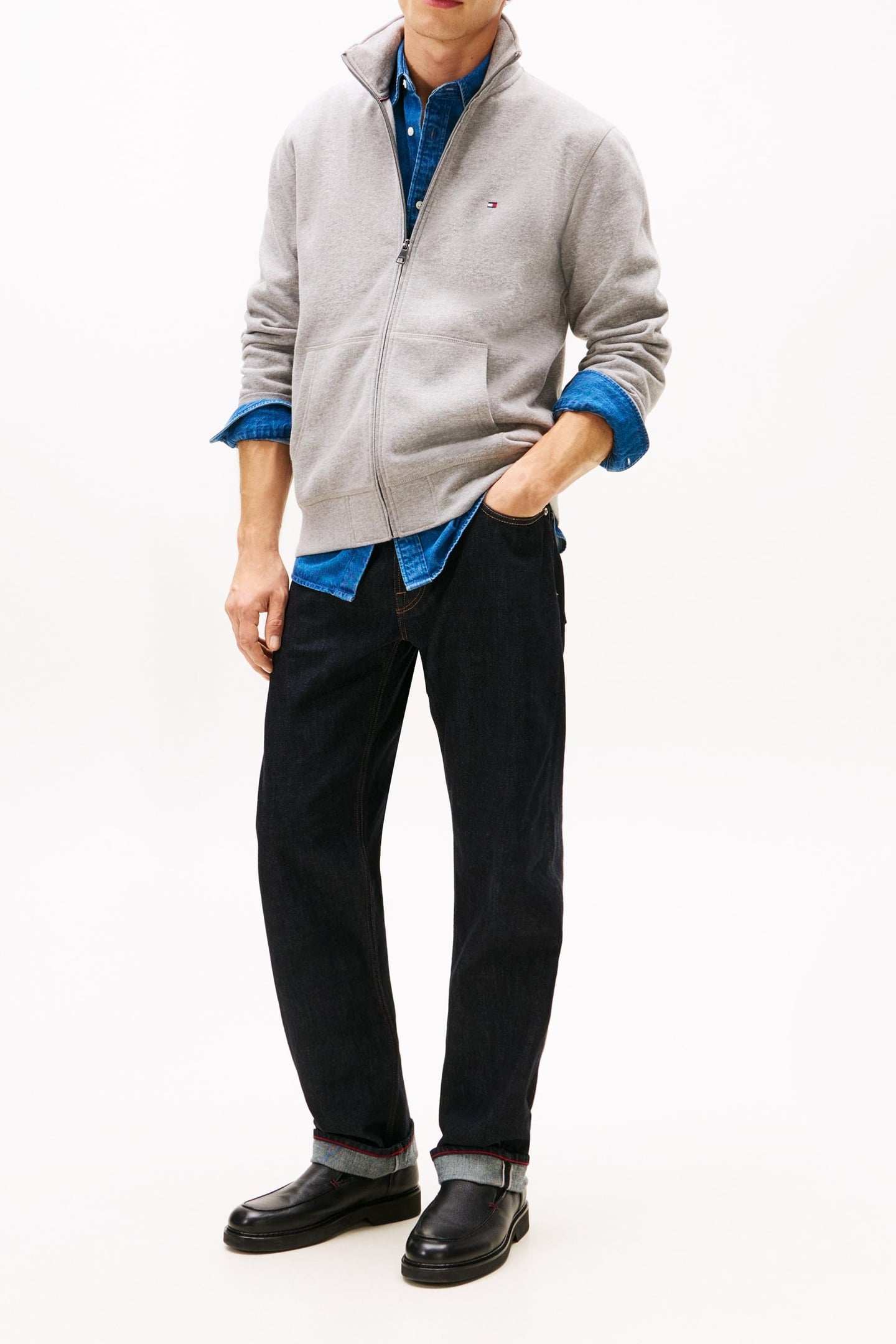 ESSENTIAL FLEECE ZIP SWEATSHIRT MEDIUM GREY HEATHER 5