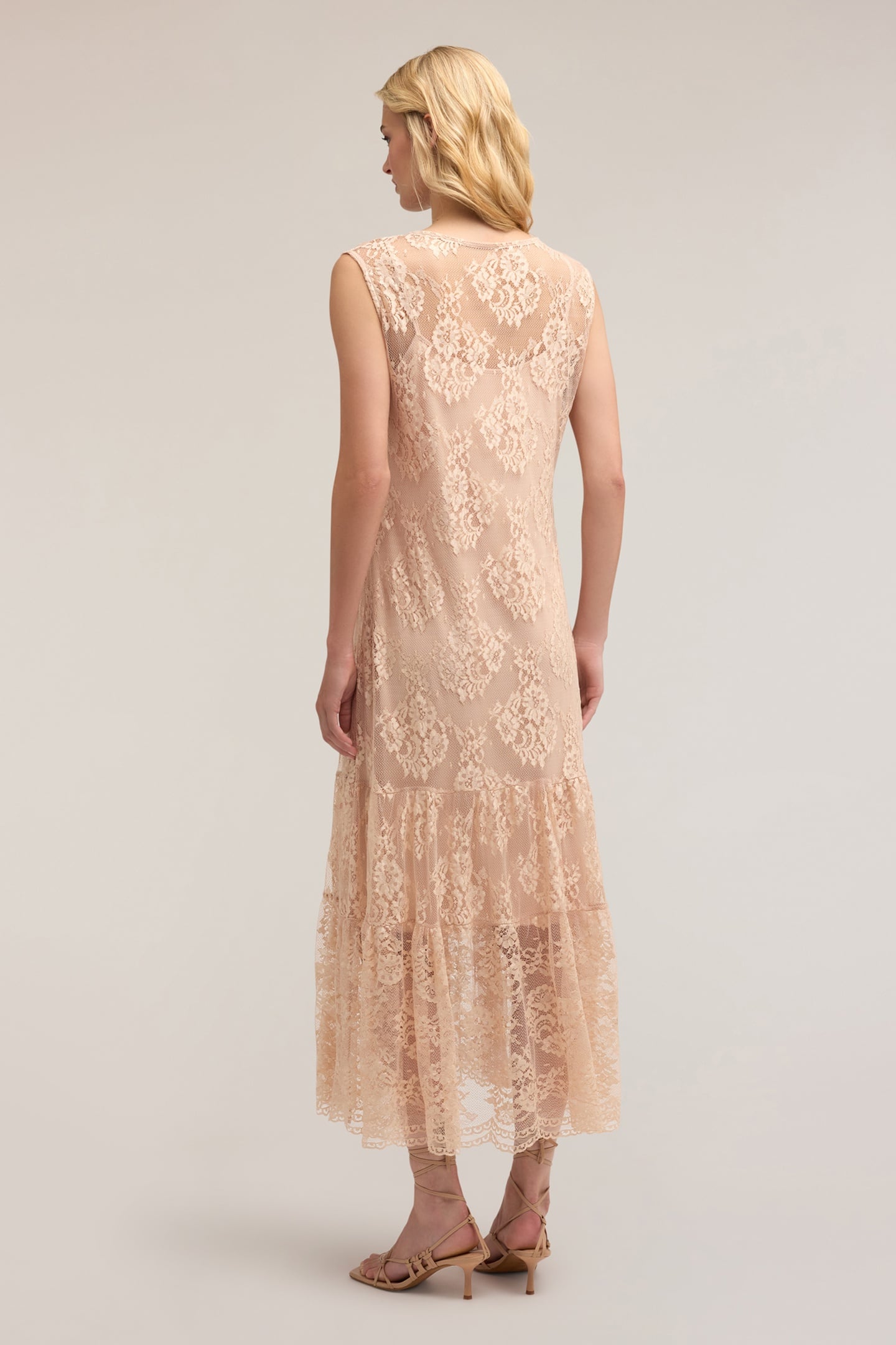 LONG LACE DRESS WITH SLIP POWDER PINK 2