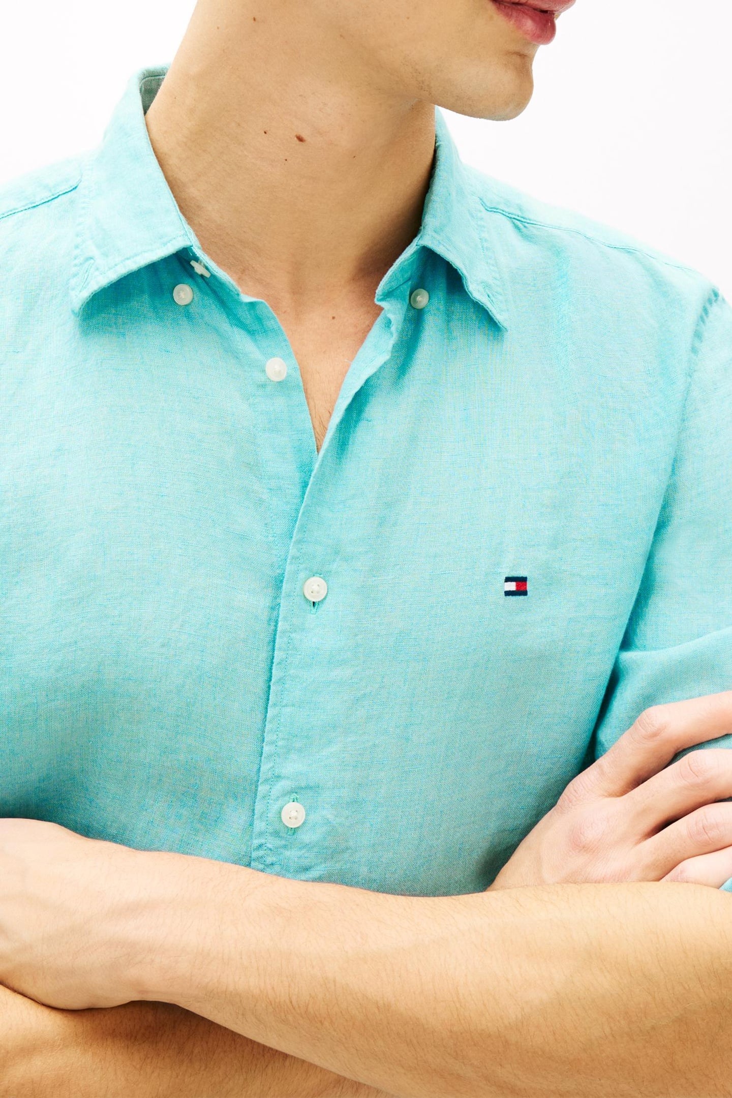 PIGMENT DYED LINEN SHIRT ARCTIC AQUA 5