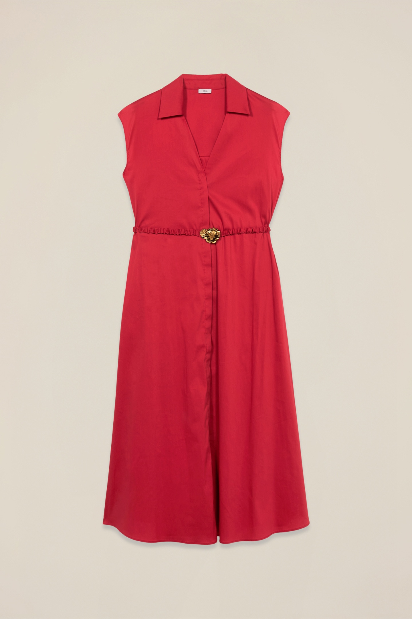 MIDI SHIRTDRESS IN POPLIN WITH BELT RED 4
