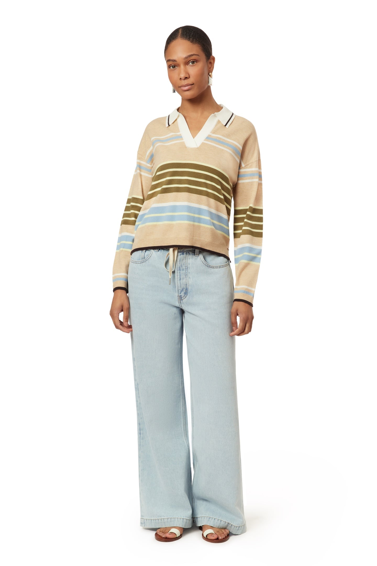 RUGBY PULLOVER OATMEAL HEATHER ENGINEERED STRIPE 2