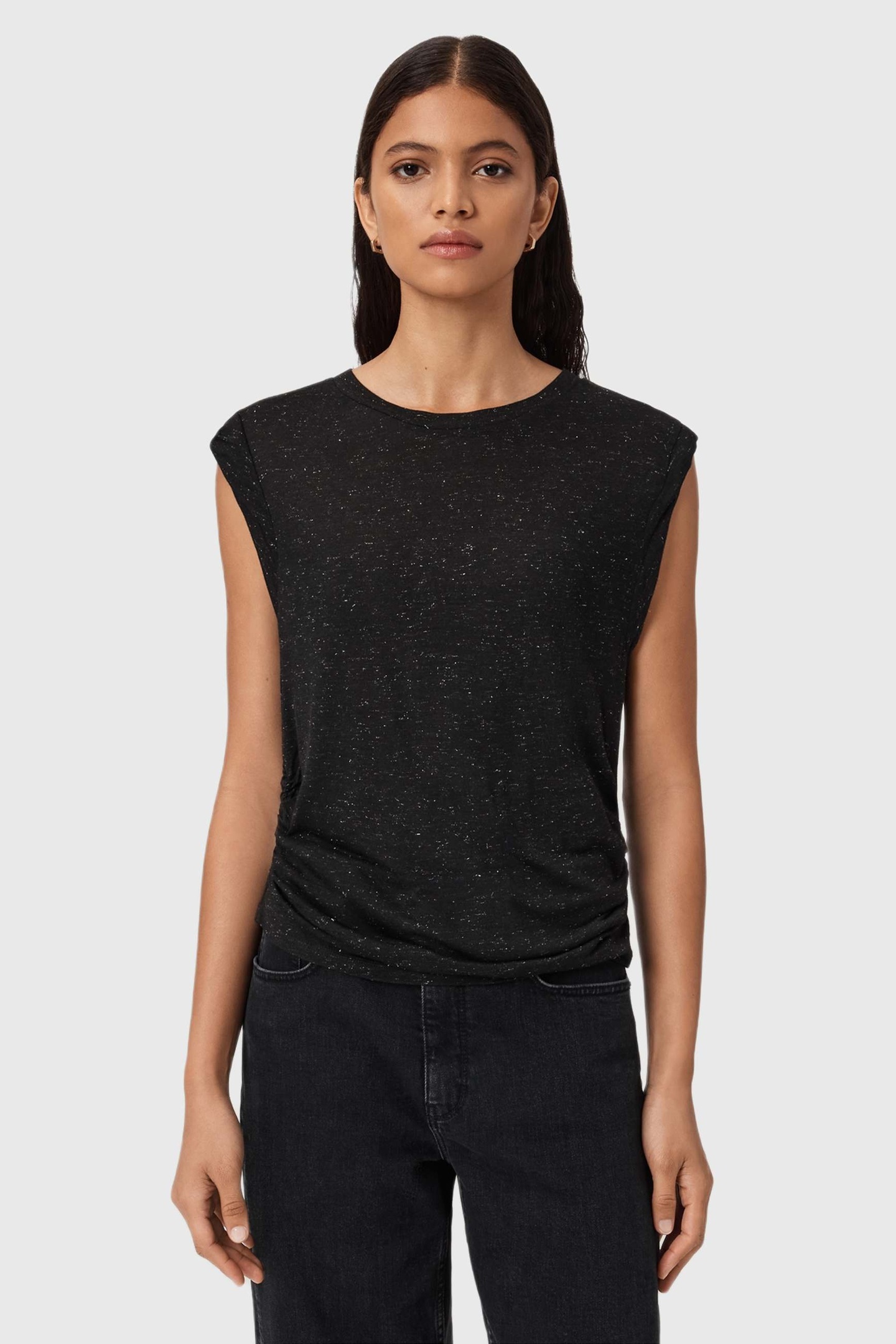 AllSaints West Shimmer Tank Black Maat: XS | Mouwloze Tops Outlet | Dames | Zwart