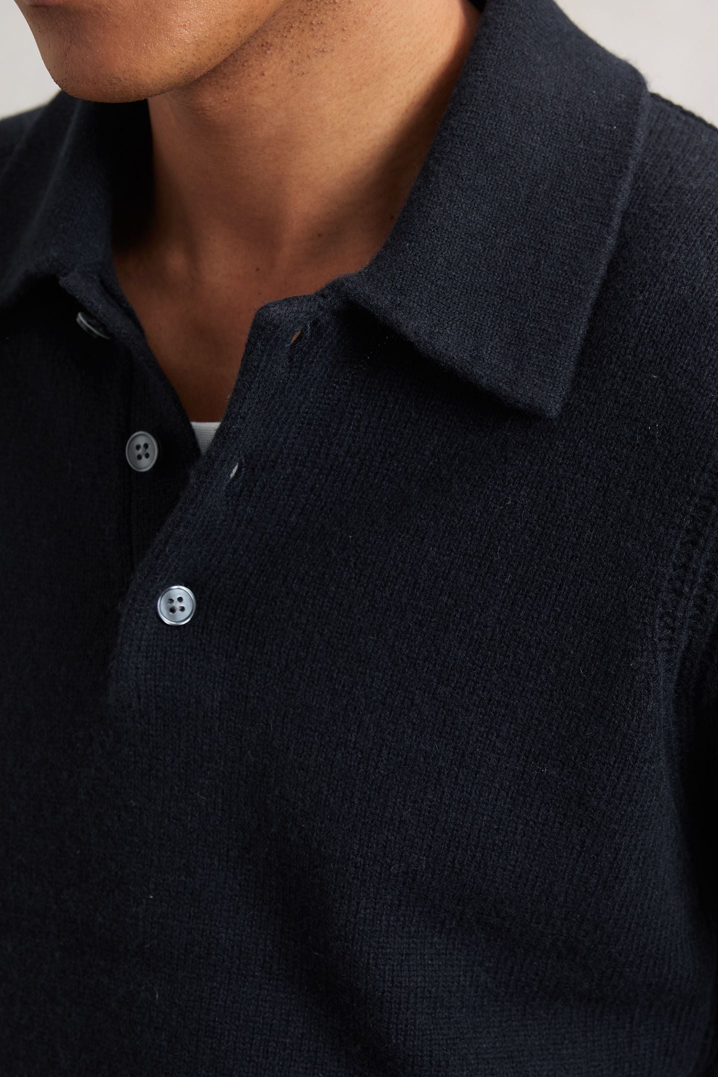 LS HALF BUTTON POLO JUMPER NAVY 6