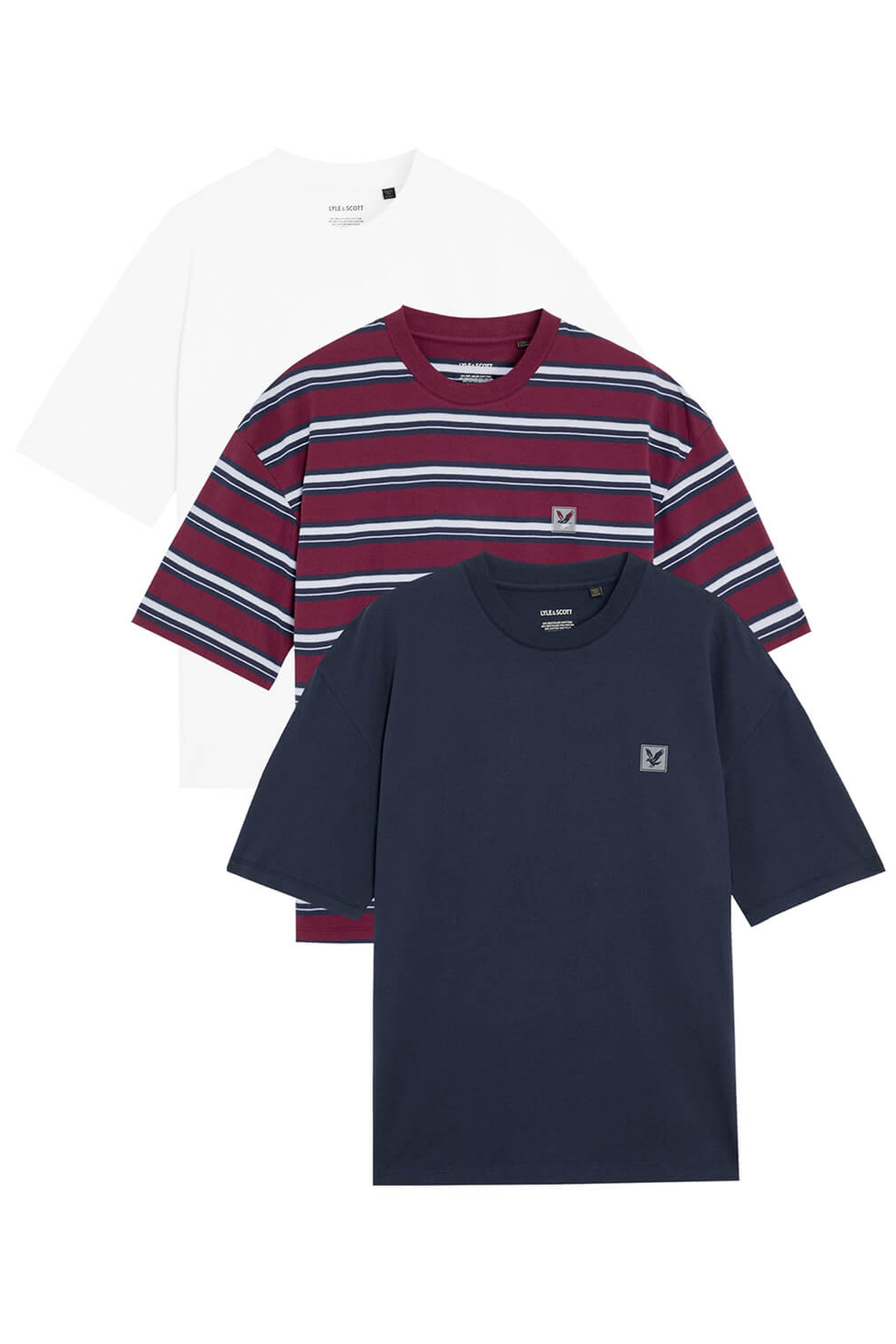 STRIPED 3 PACK RELAXED T-SHIRT NAVY STRIPE/WHITE/NAVY 1