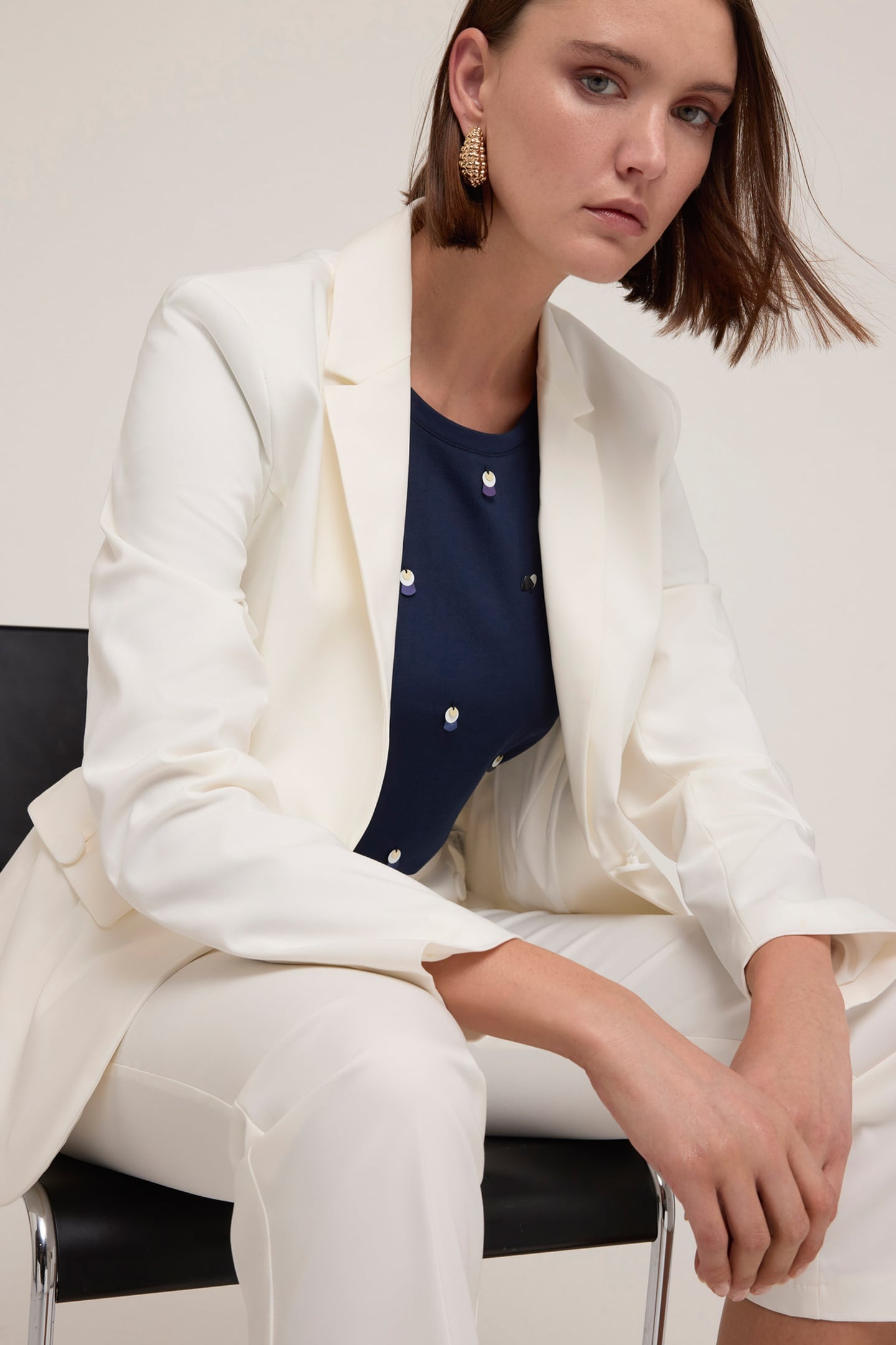 SINGLE-BREASTED BLAZER IN TECHNICAL COTTON BLUE 4