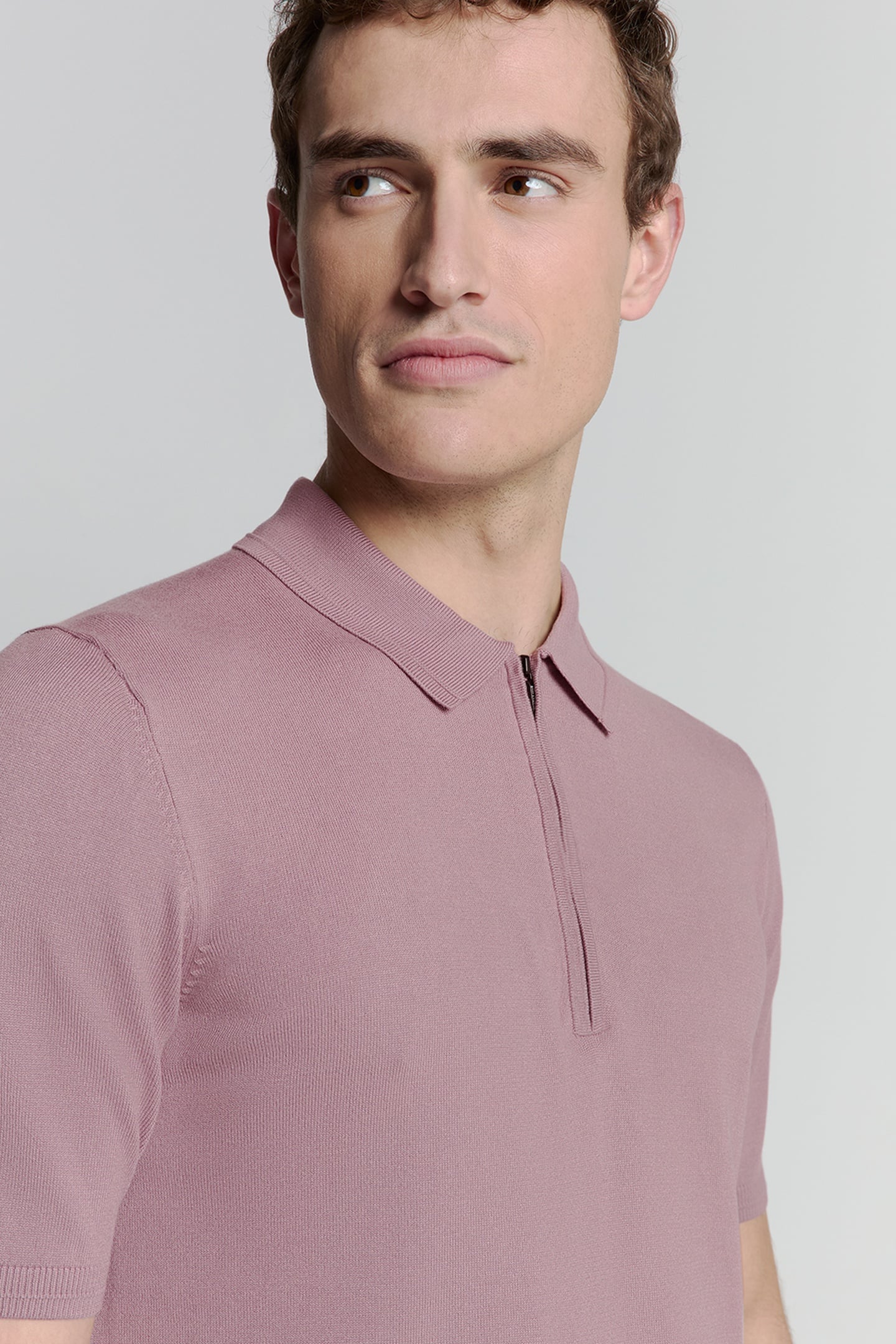 PULLOVER SHORT SLEEVE POLO ZIP SOLID MAUVE 3