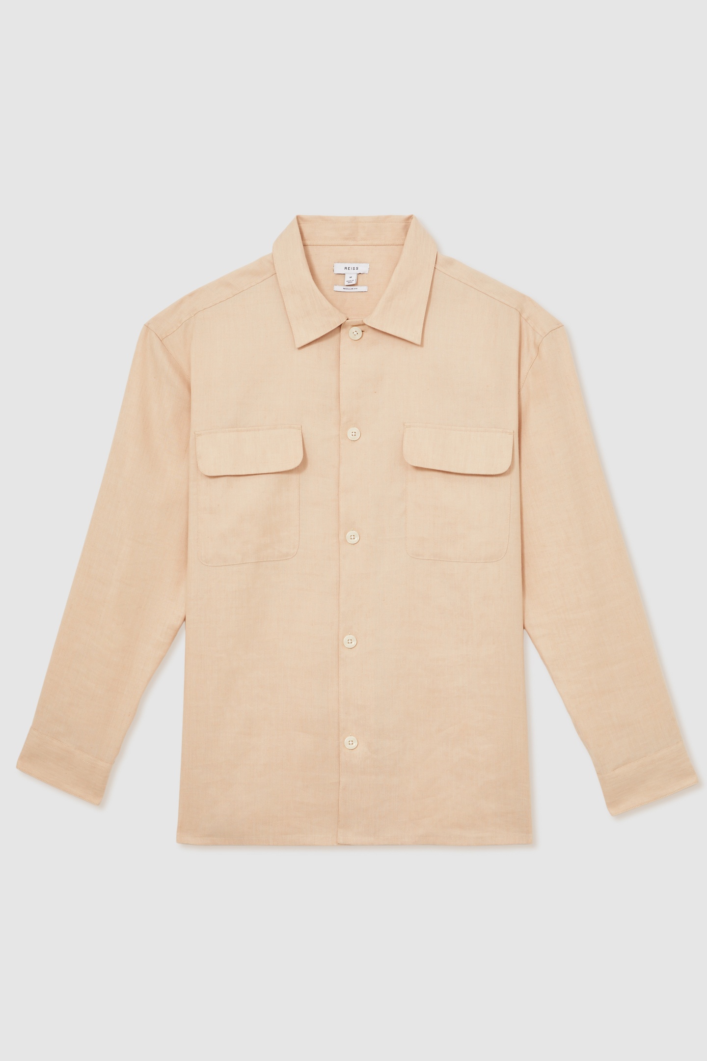LS LINEN TWIN POCKET OVERSHIRT STONE 2