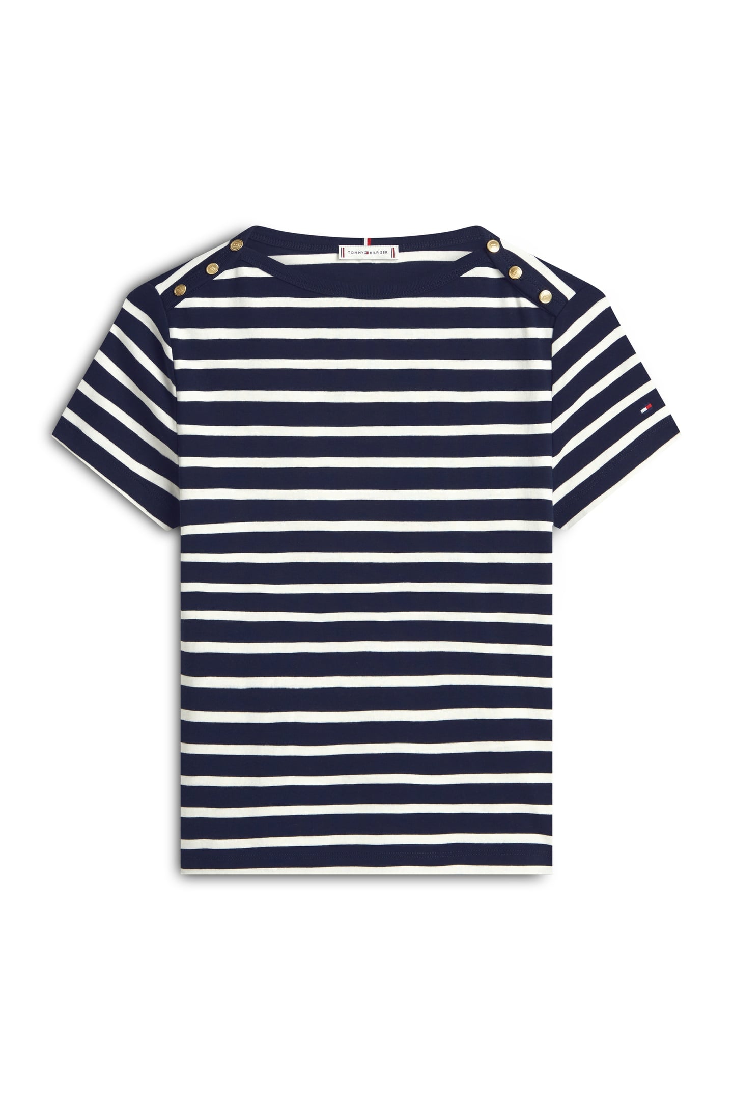 GOLD BUTTON SLIM SS TEE BRETON STRIPE DARK NIGHT/ECRU 4