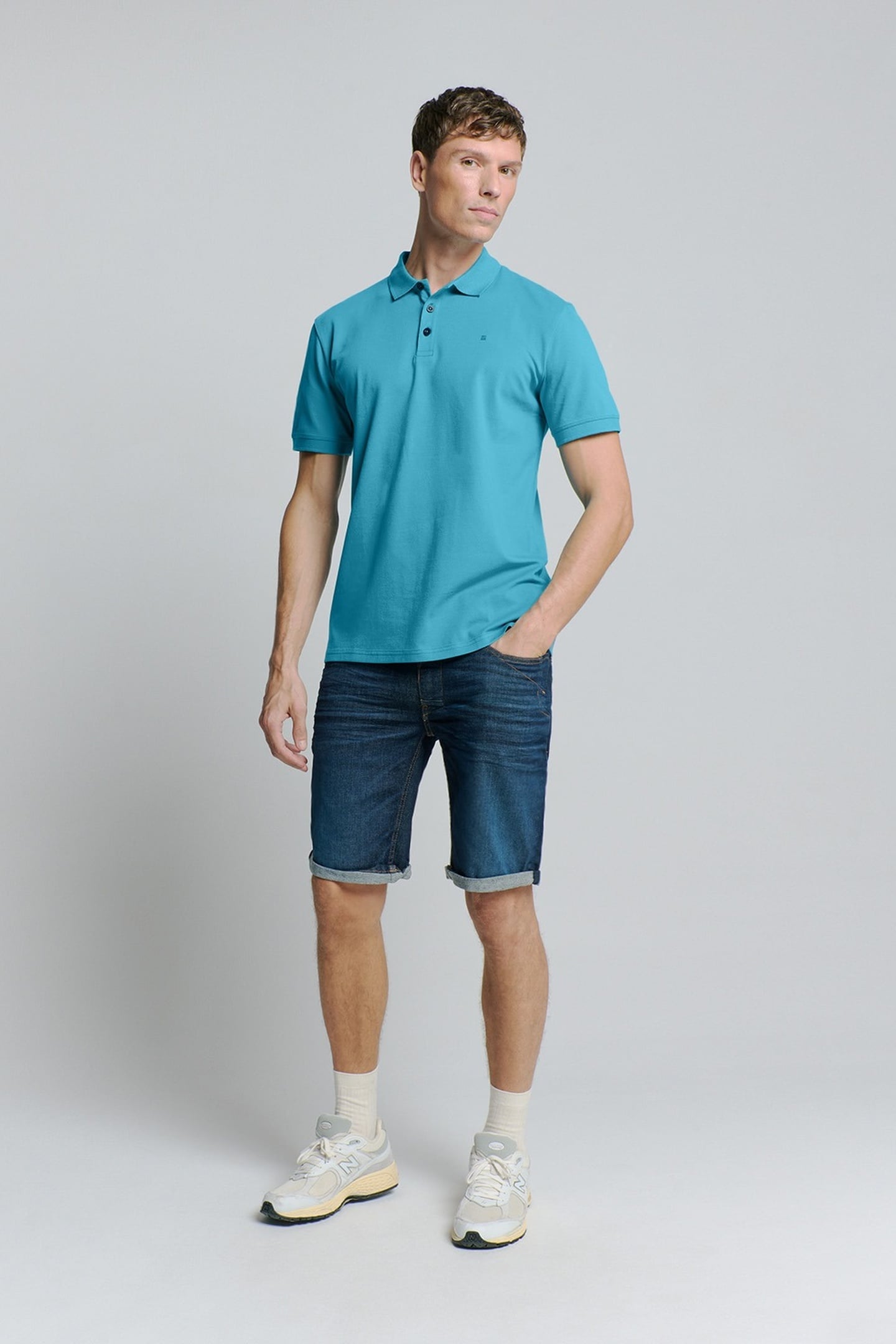 POLO PIQUE SOLID STRETCH SEABLUE 2