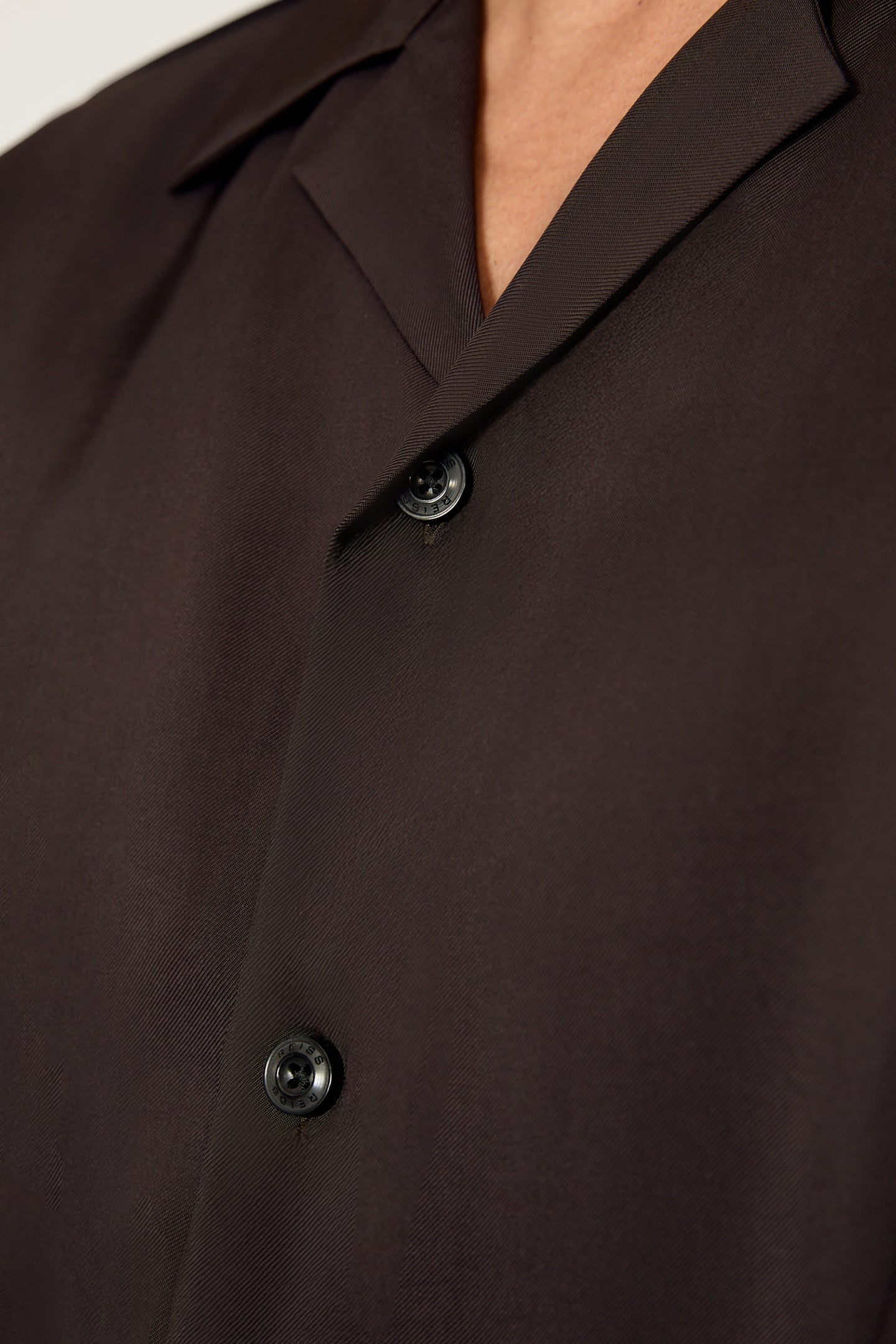 LS TWILL PIPED CUBAN SHIRT CHOCOLATE BROWN 4