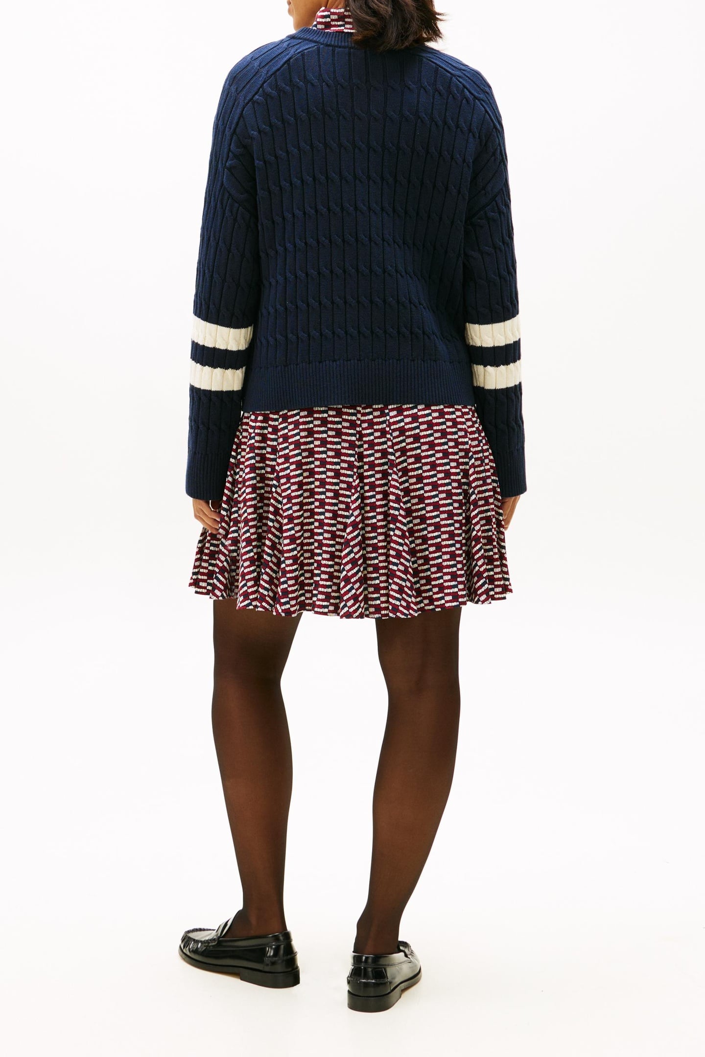 LOGO EMBROIDERY RELAXED CABLE KNIT JUMPER DARK NIGHT NAVY 4