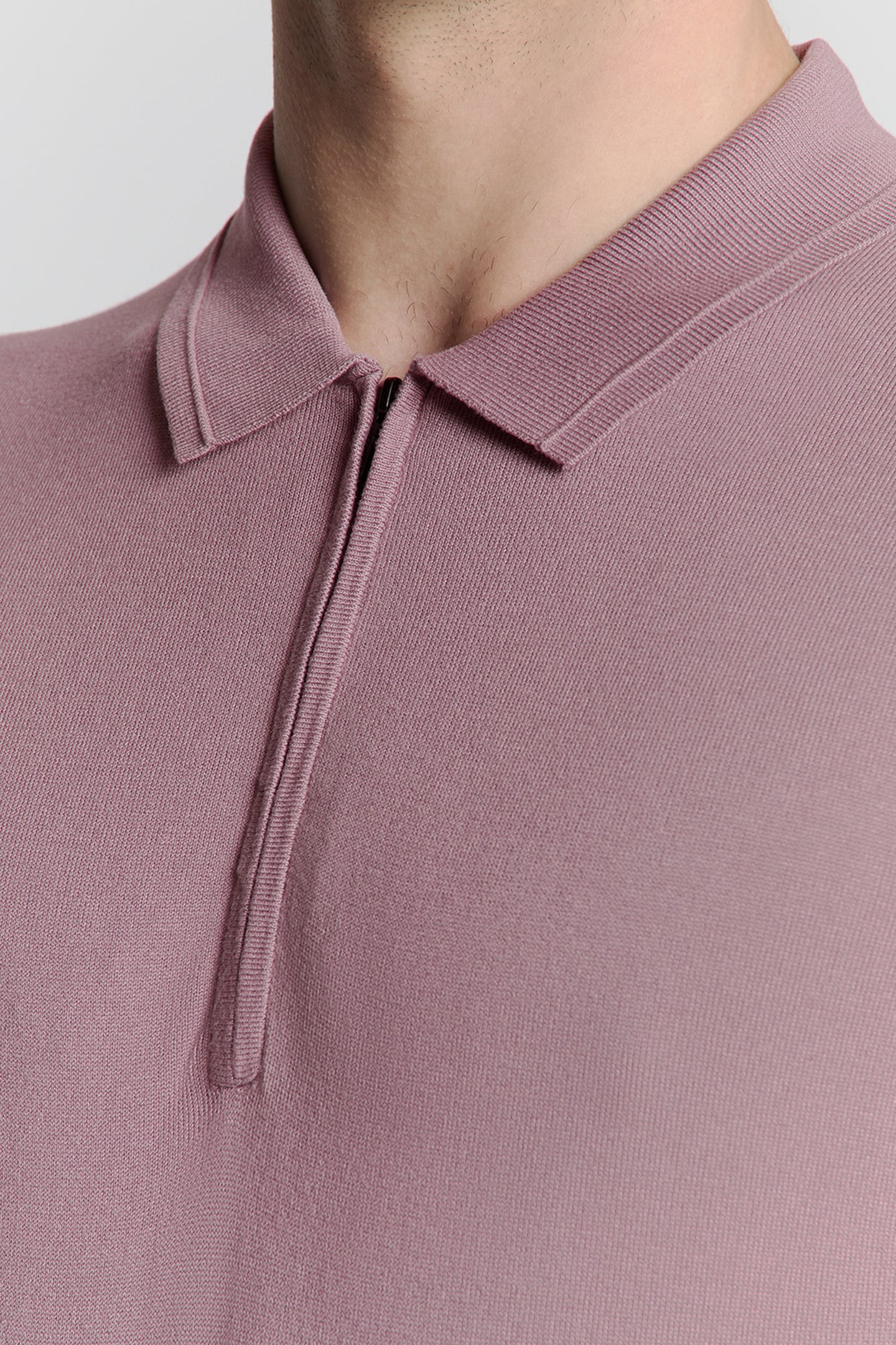 PULLOVER SHORT SLEEVE POLO ZIP SOLID MAUVE 7