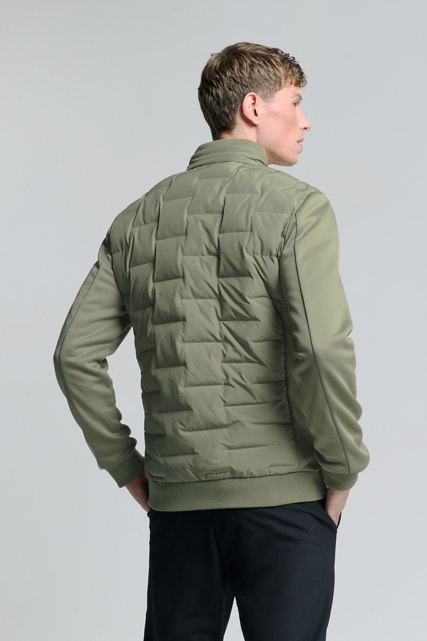 JACKET SHORT FIT SEALED KNITTED MIX LIGHT ARMY 3