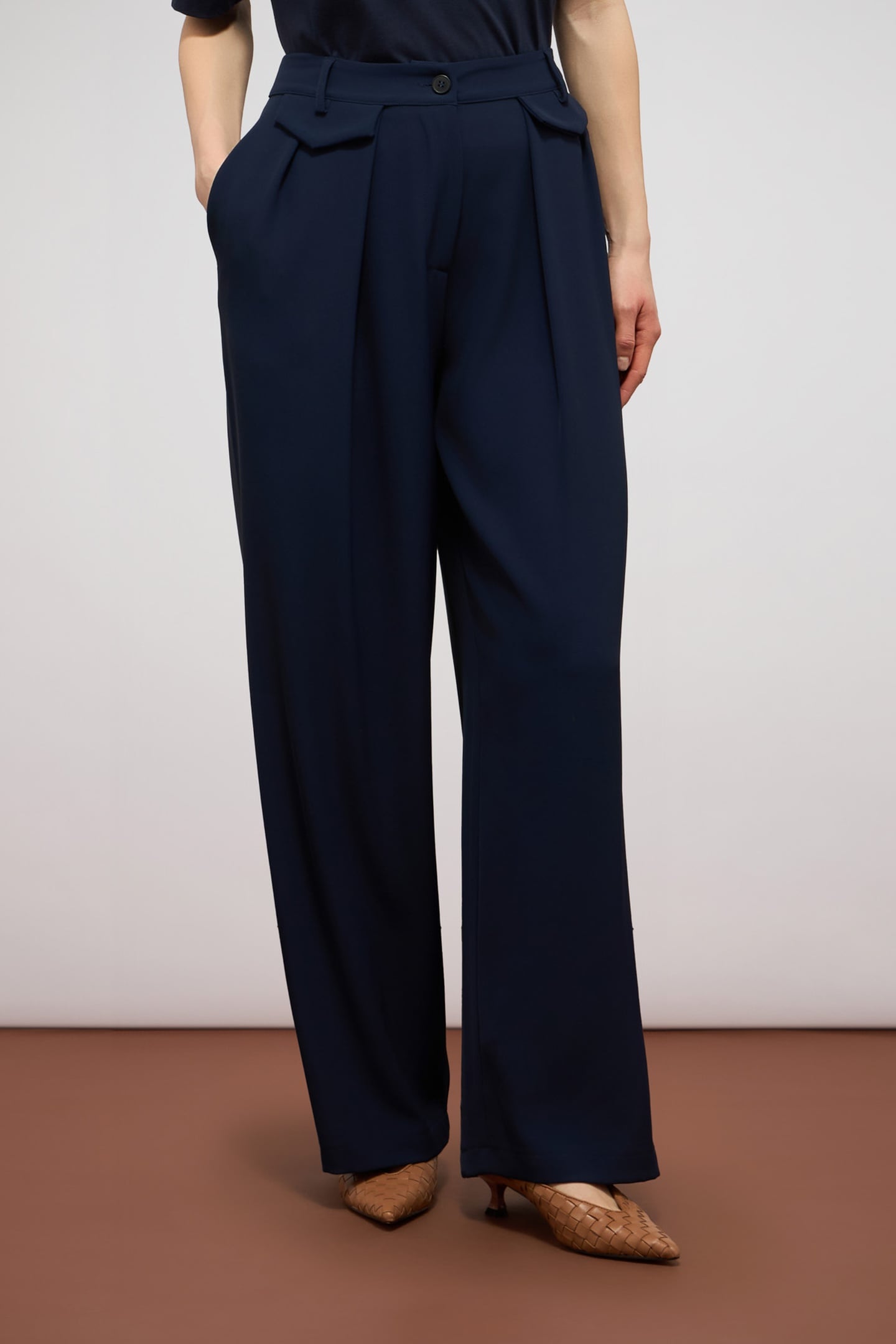 PALAZZO PANTS IN FLUID FABRIC BLUE 1