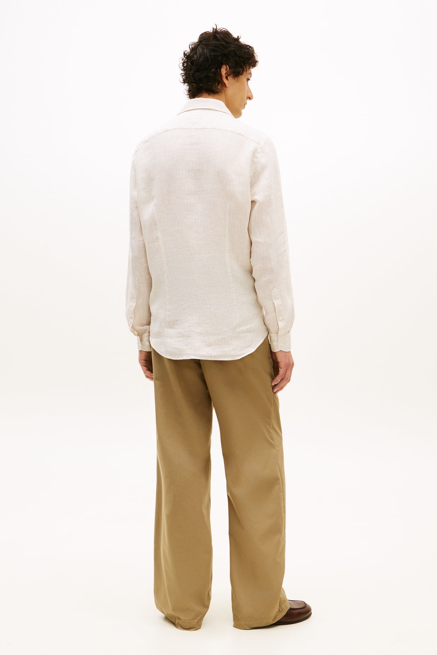 DC LINEN STRIPE SHIRT SANDALWOOD/ECRU 2