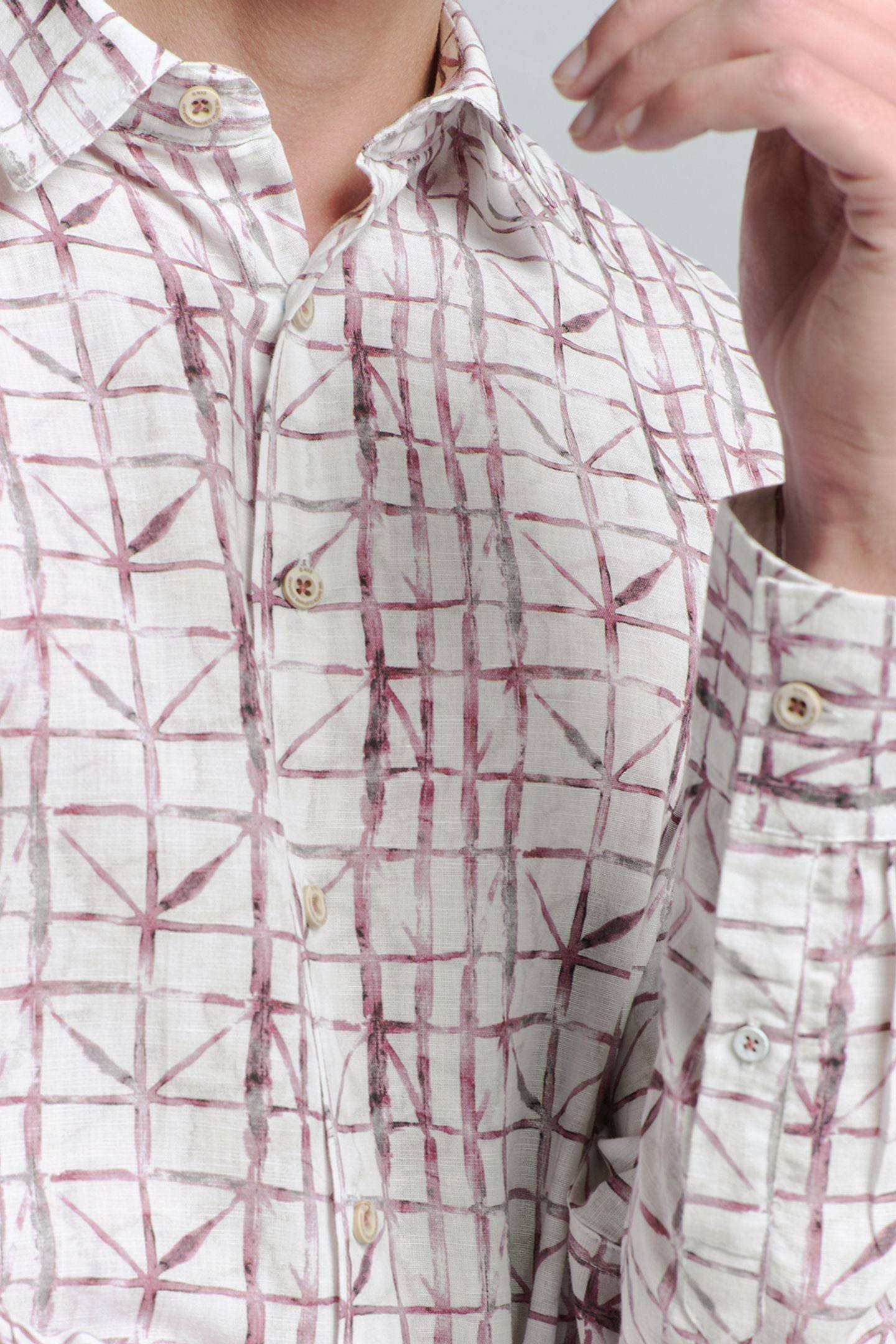SHIRT ALLOVER PRINTED WITH LINEN MAUVE 7