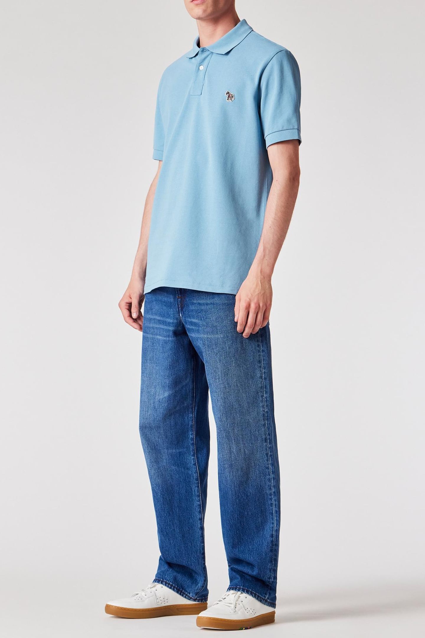 REG FIT SS POLO SHIRT ZEBRA LIGHT BLUE 2