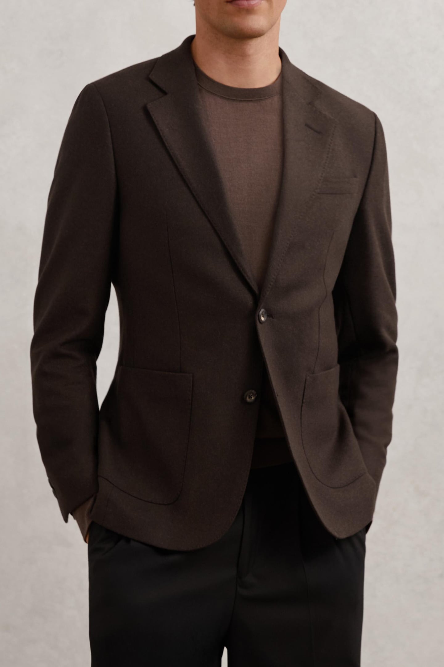 SB NOTCH FLANNEL BLAZER CHOCOLATE BROWN 1