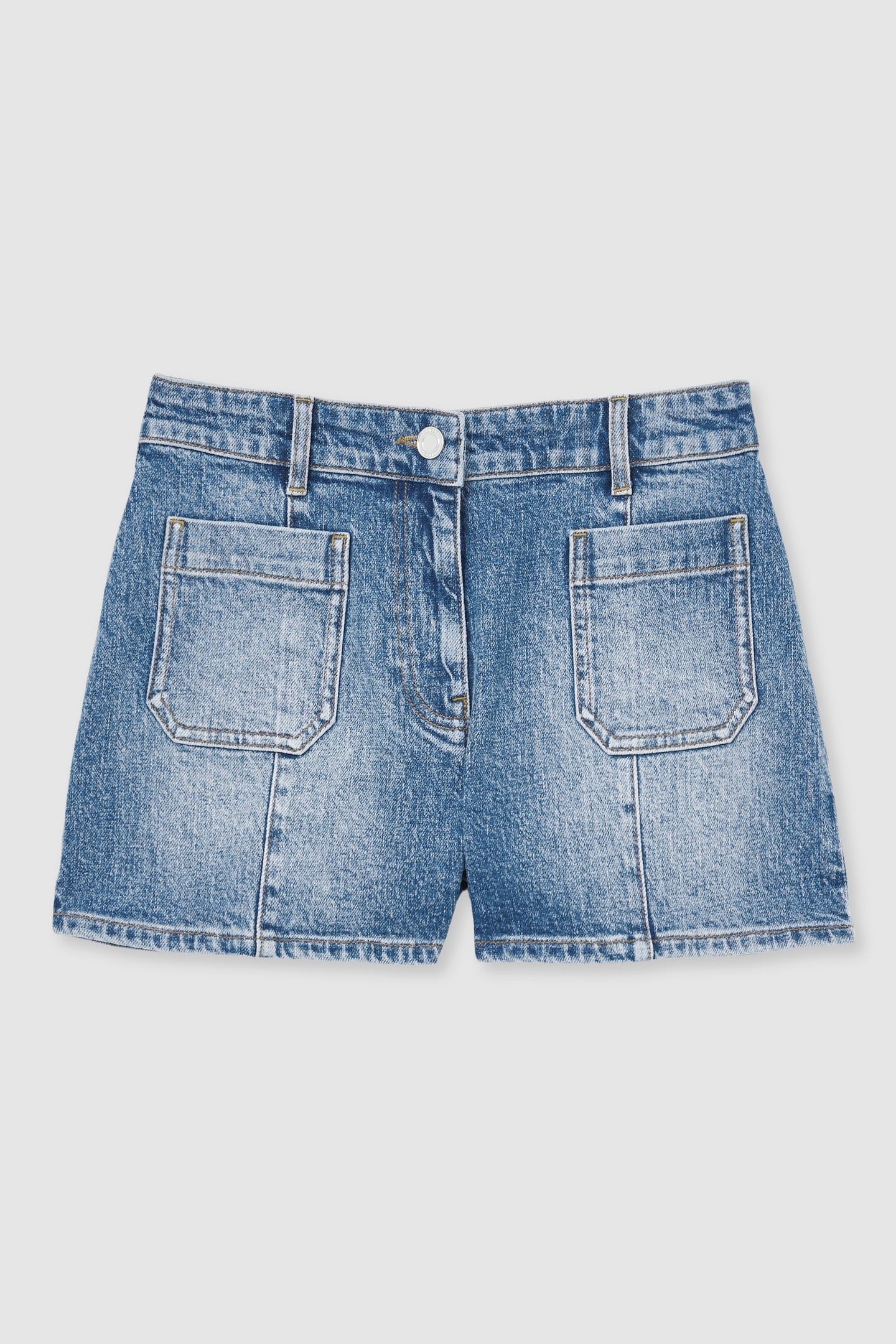 DENIM PATCH POCKET SHORT MID BLUE 4