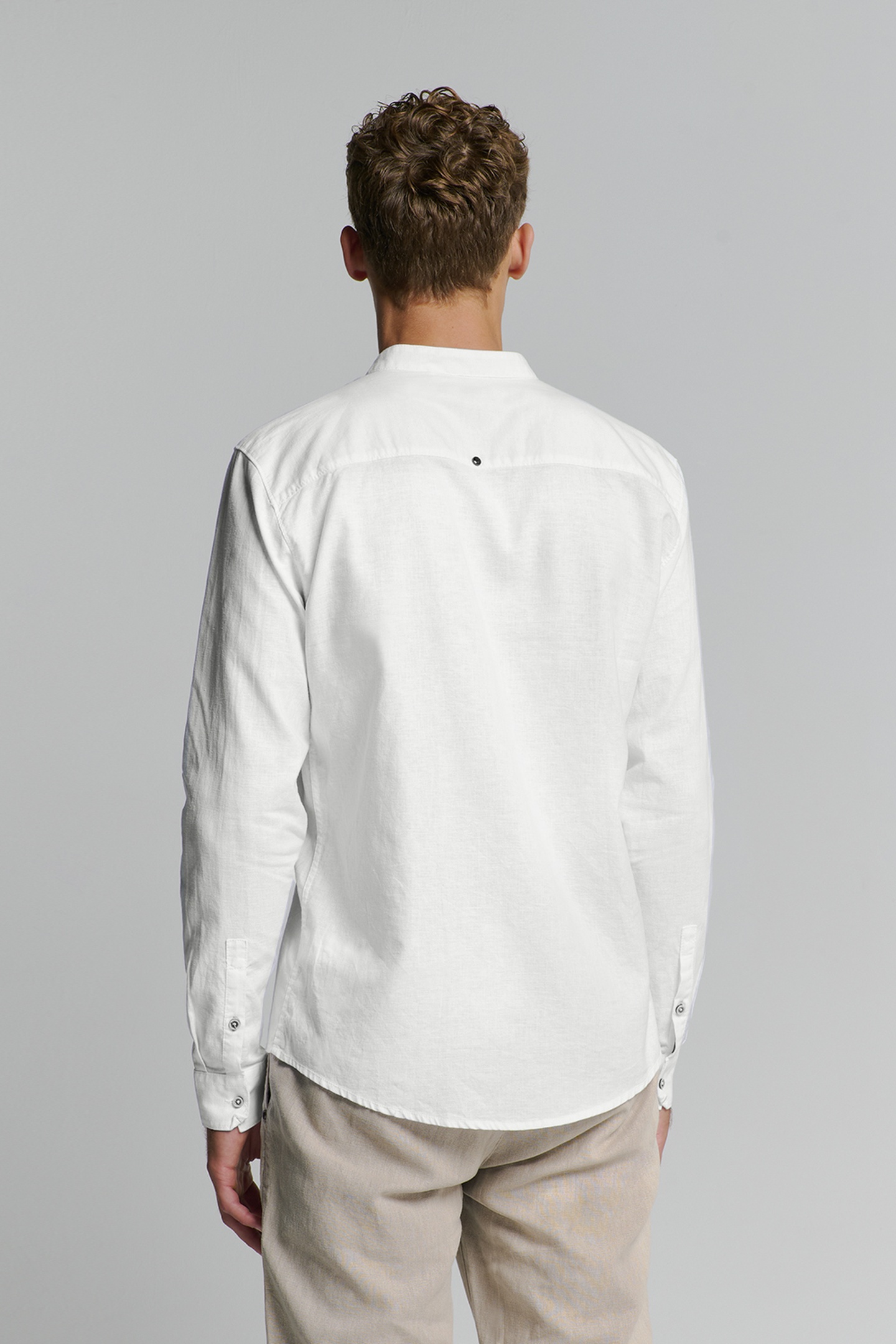 SHIRT GRANDDAD SOLID WITH LINEN WHITE 2