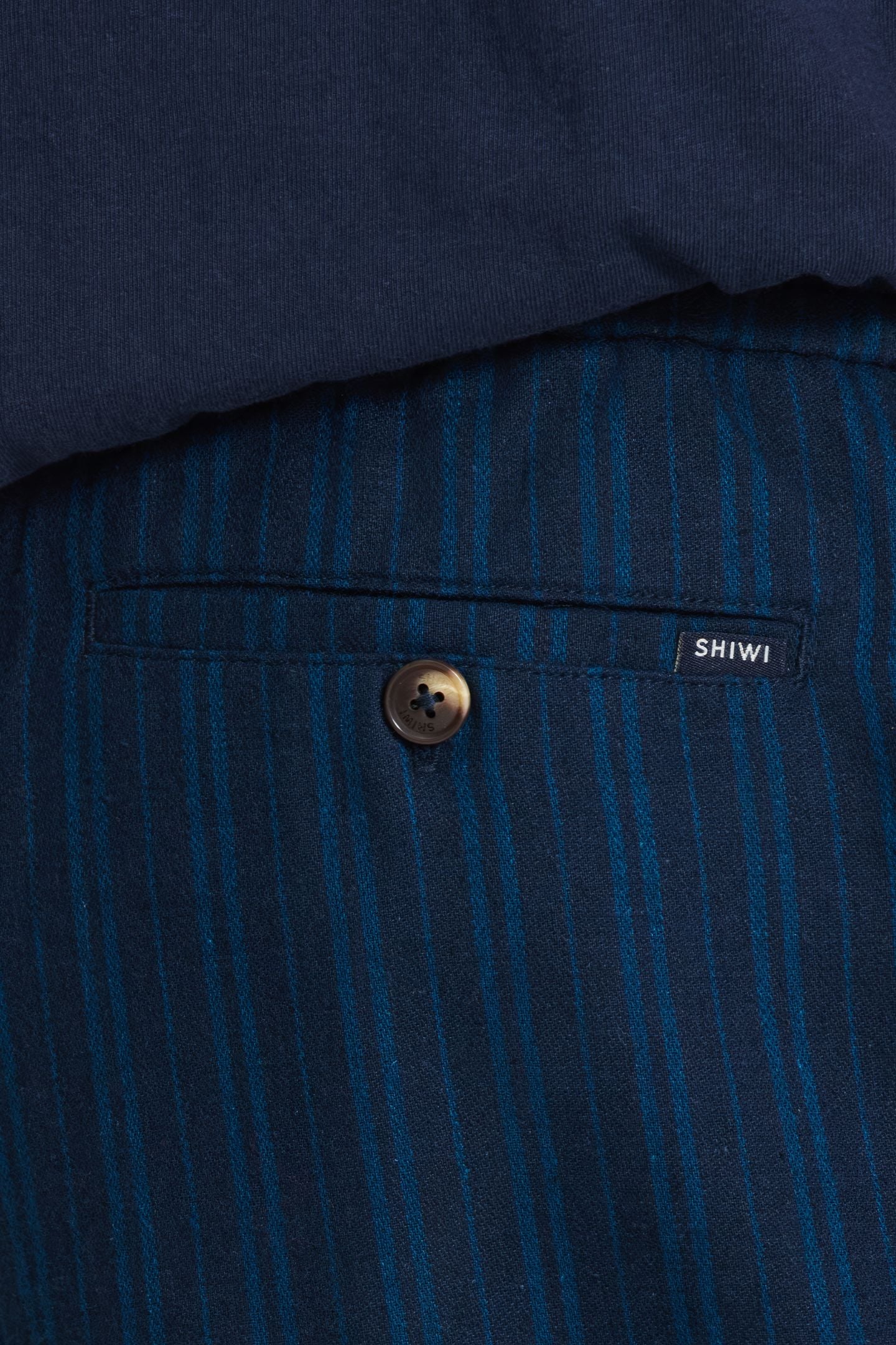 LEWIS LINEN SHORTS YARN DYE STRIPES BLUE DARK NAVY STRIPES 7