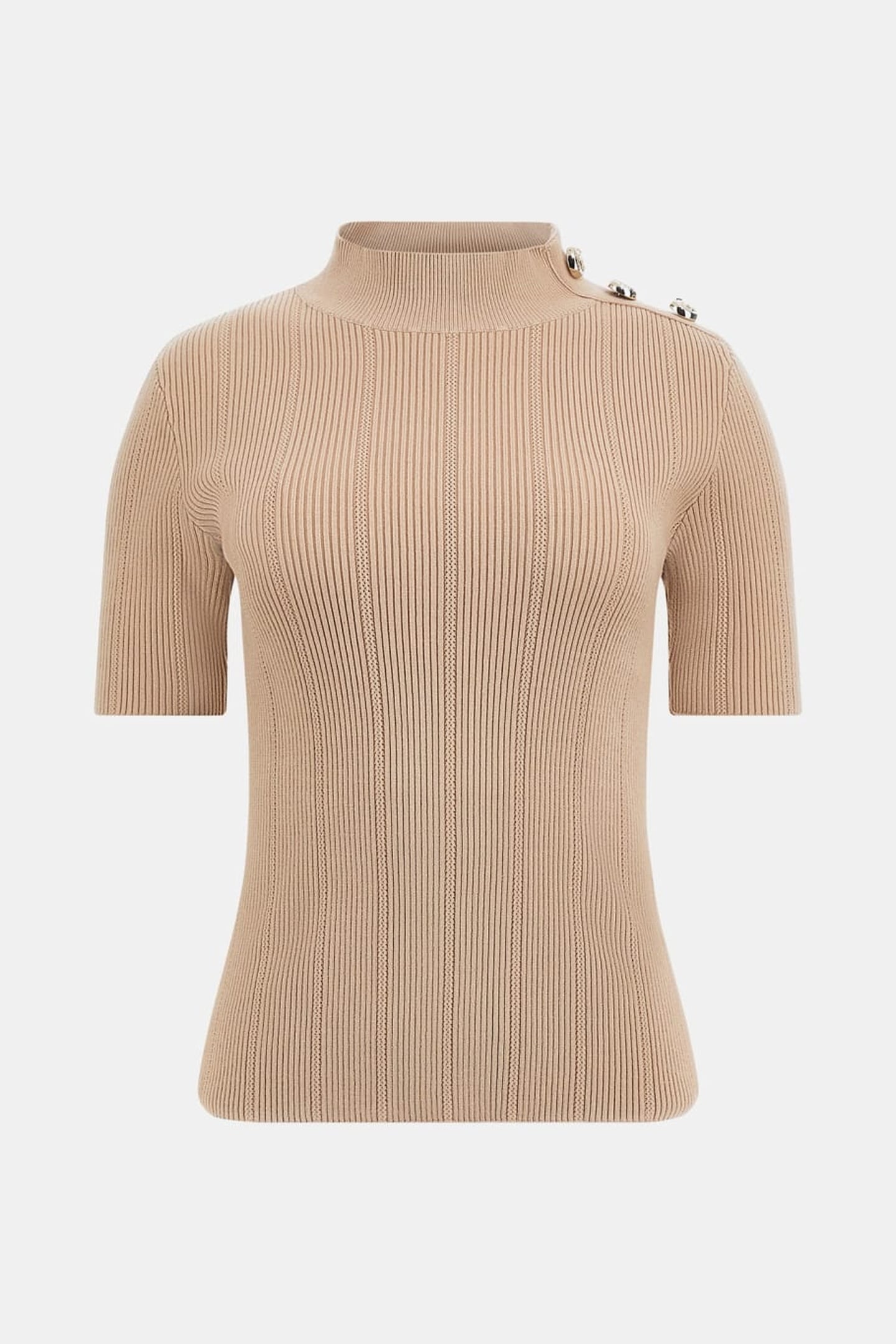 MARCIANO BY GUESS GRACE MOCK NECK SS SWEATER FAWN TAUPE 5