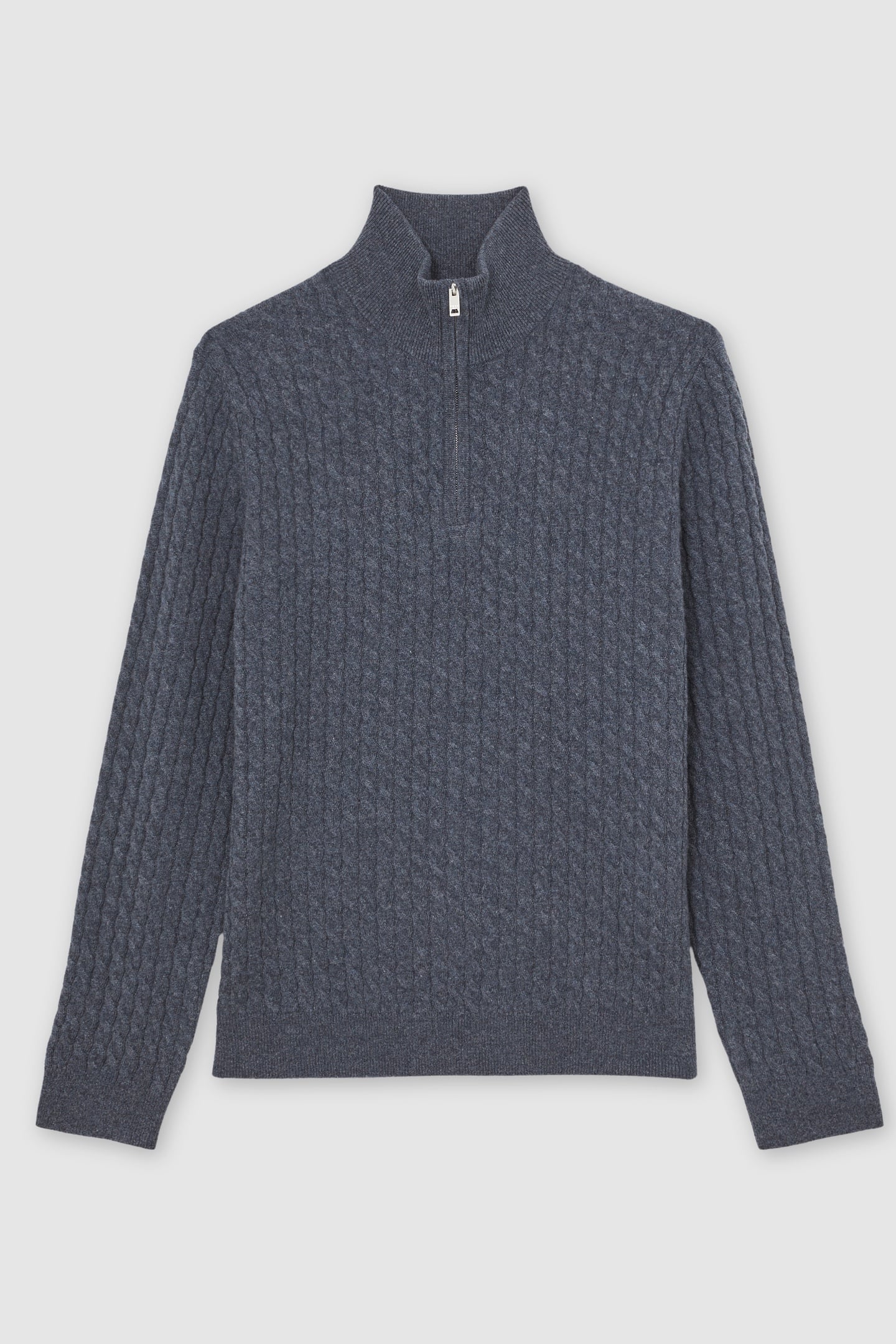 LS HALF ZIP CABLE CASHMERE JUMPER DENIM BLUE 7