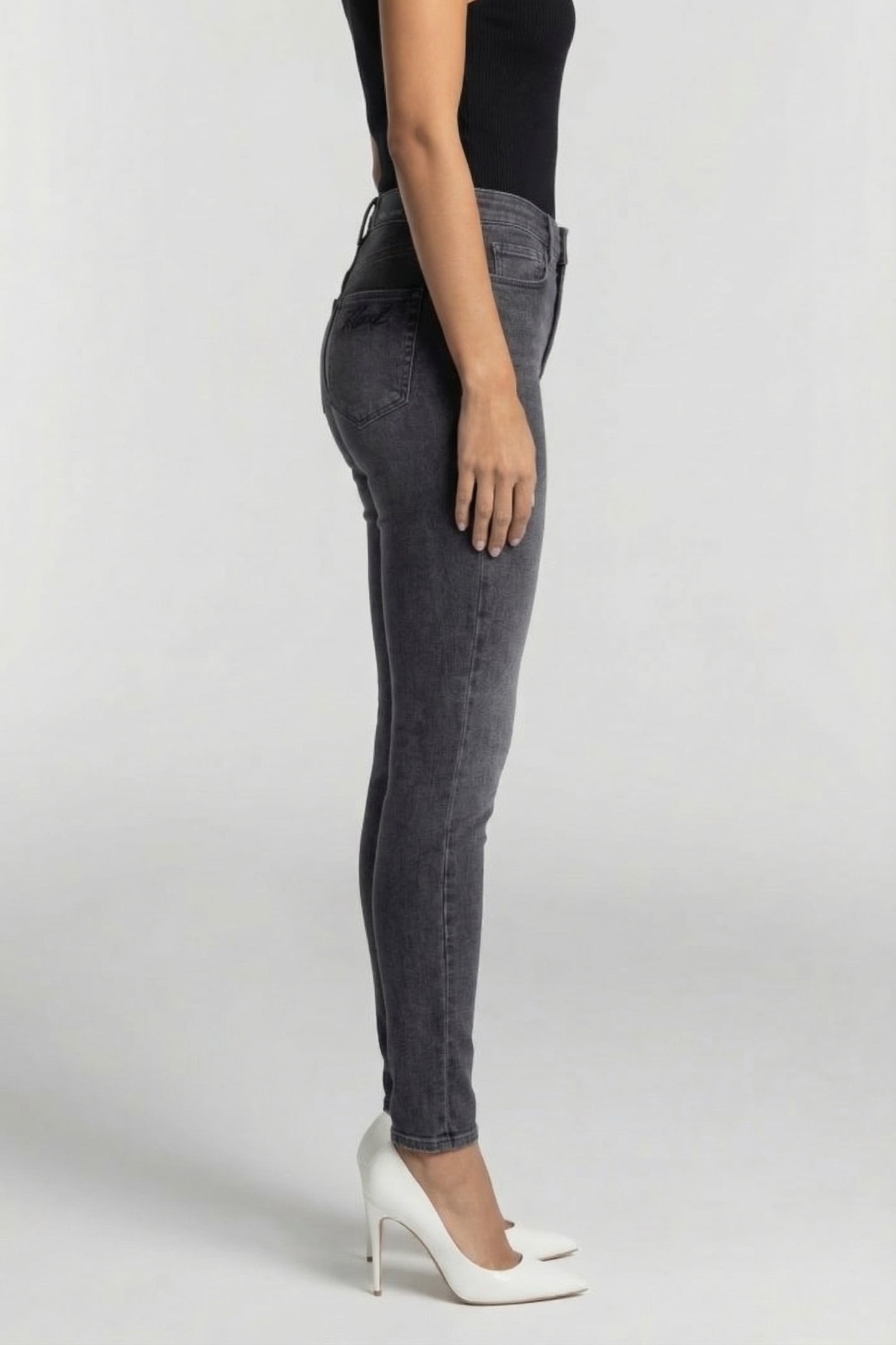 DARK GREY DENIM SKINNY  DENIM PANTS 3