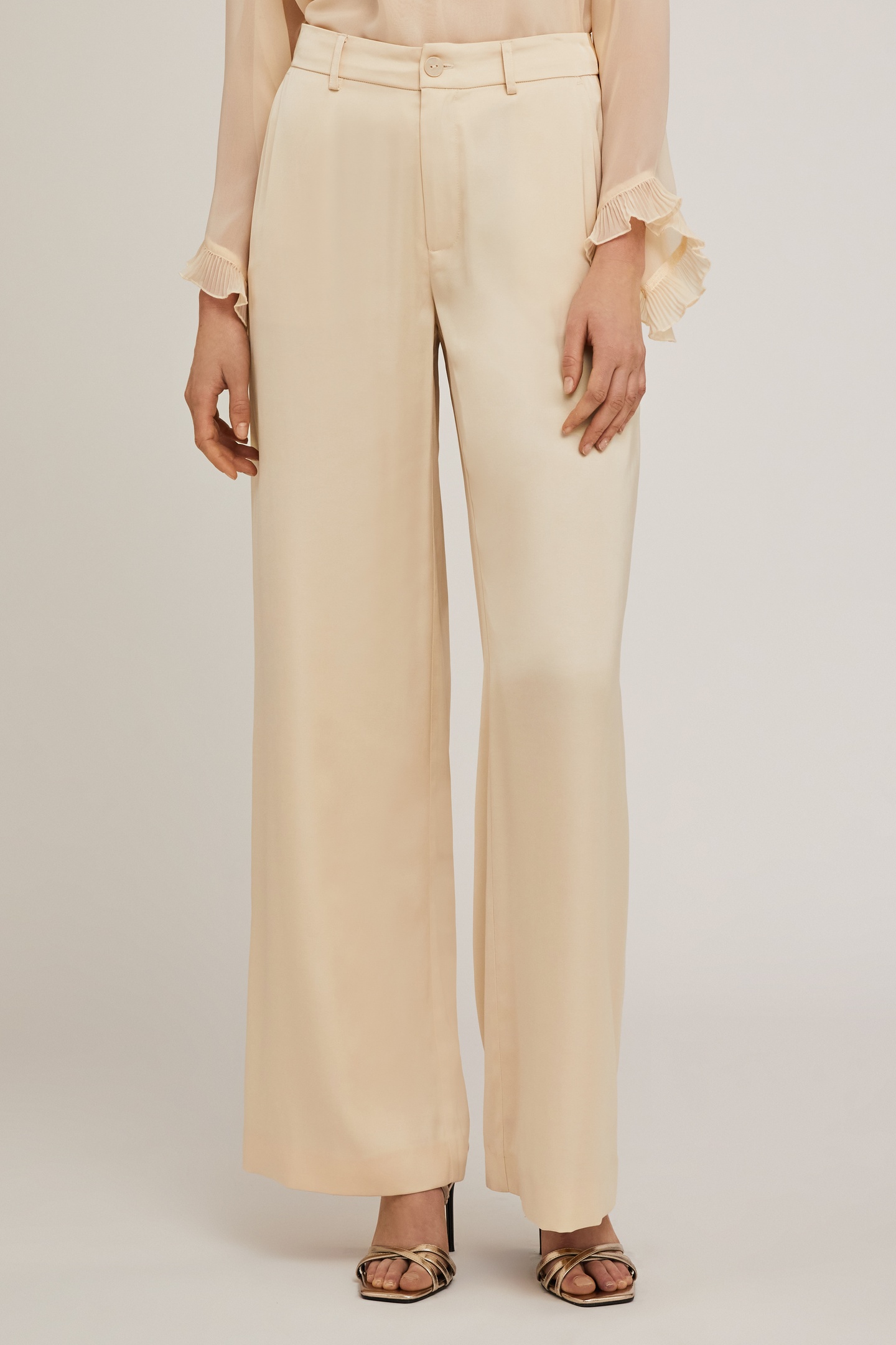 SATIN PALAZZO TROUSERS BEIGE 2