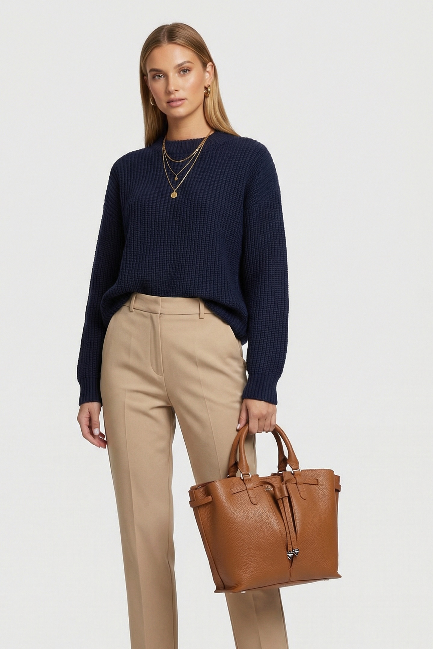 MEDIUM LEATHER TOTE BAG IN BROWN 1