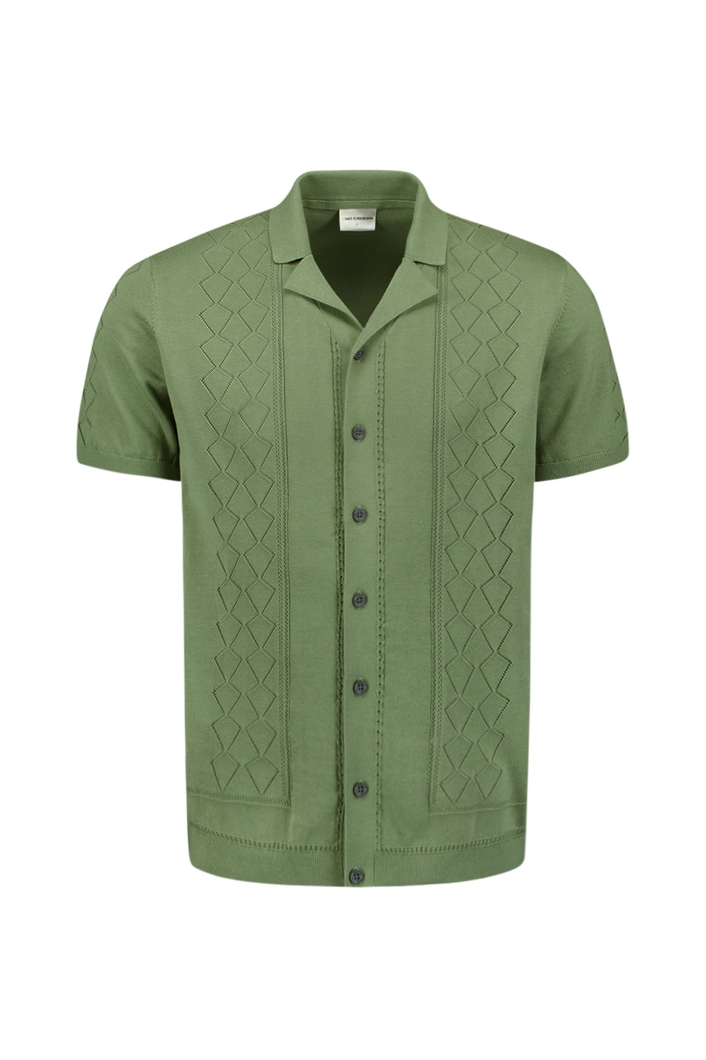 PULLOVER SHORT SLEEVE FULL BUTTON POLO SOLID JACQUARD GREEN 5
