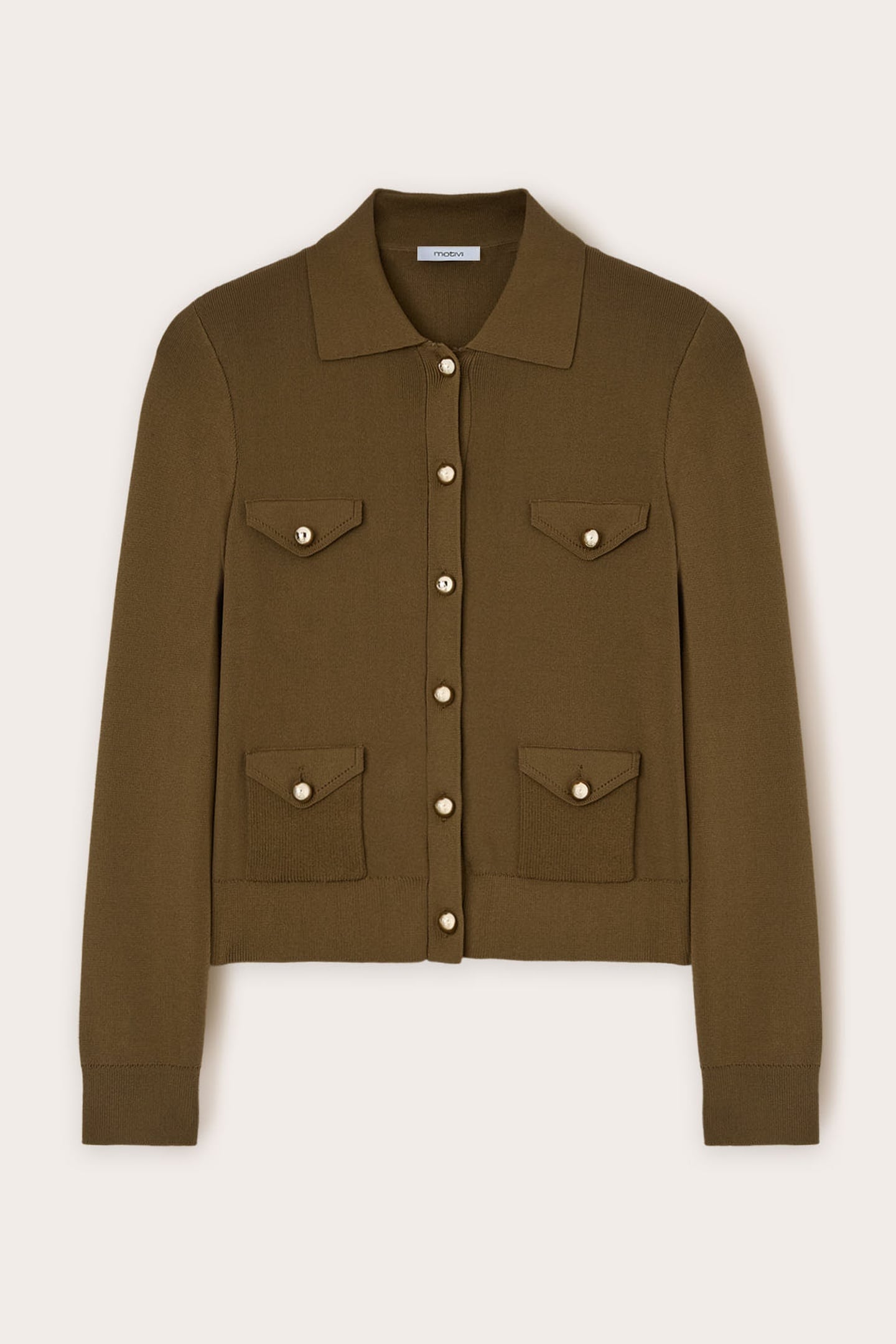 KNIT CARDIGAN WITH POCKETS MILITARY GREEN 5