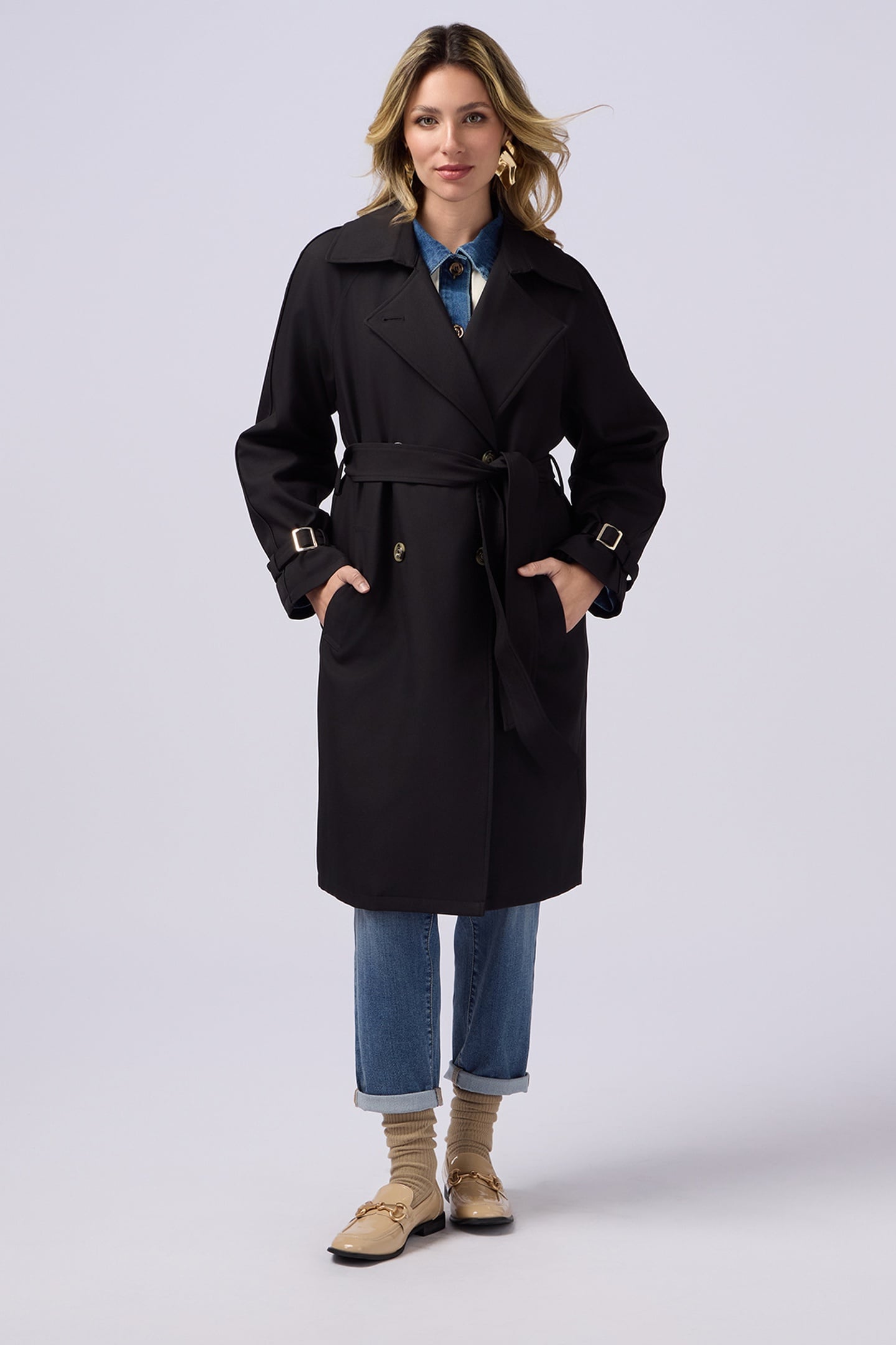 DOUBLE-BREASTED TRENCH COAT BLACK 2