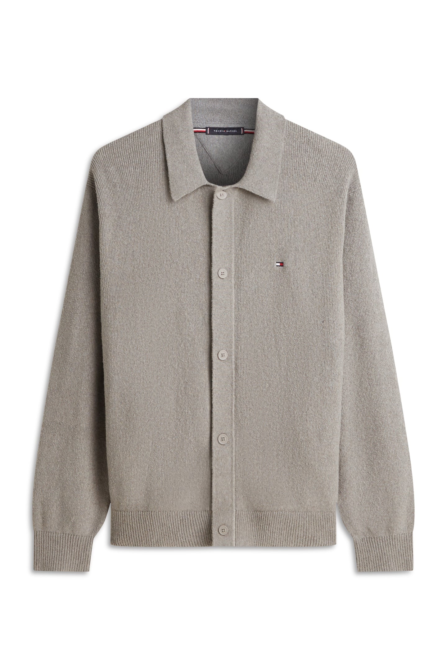 TEXTURED POLO CARDIGAN MEDIUM GREY HEATHER 2