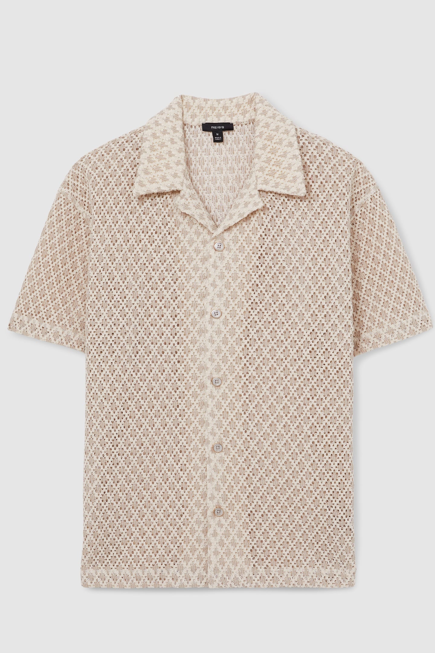 SS GEO CROCHET CUBAN SHIRT OATMEAL 3